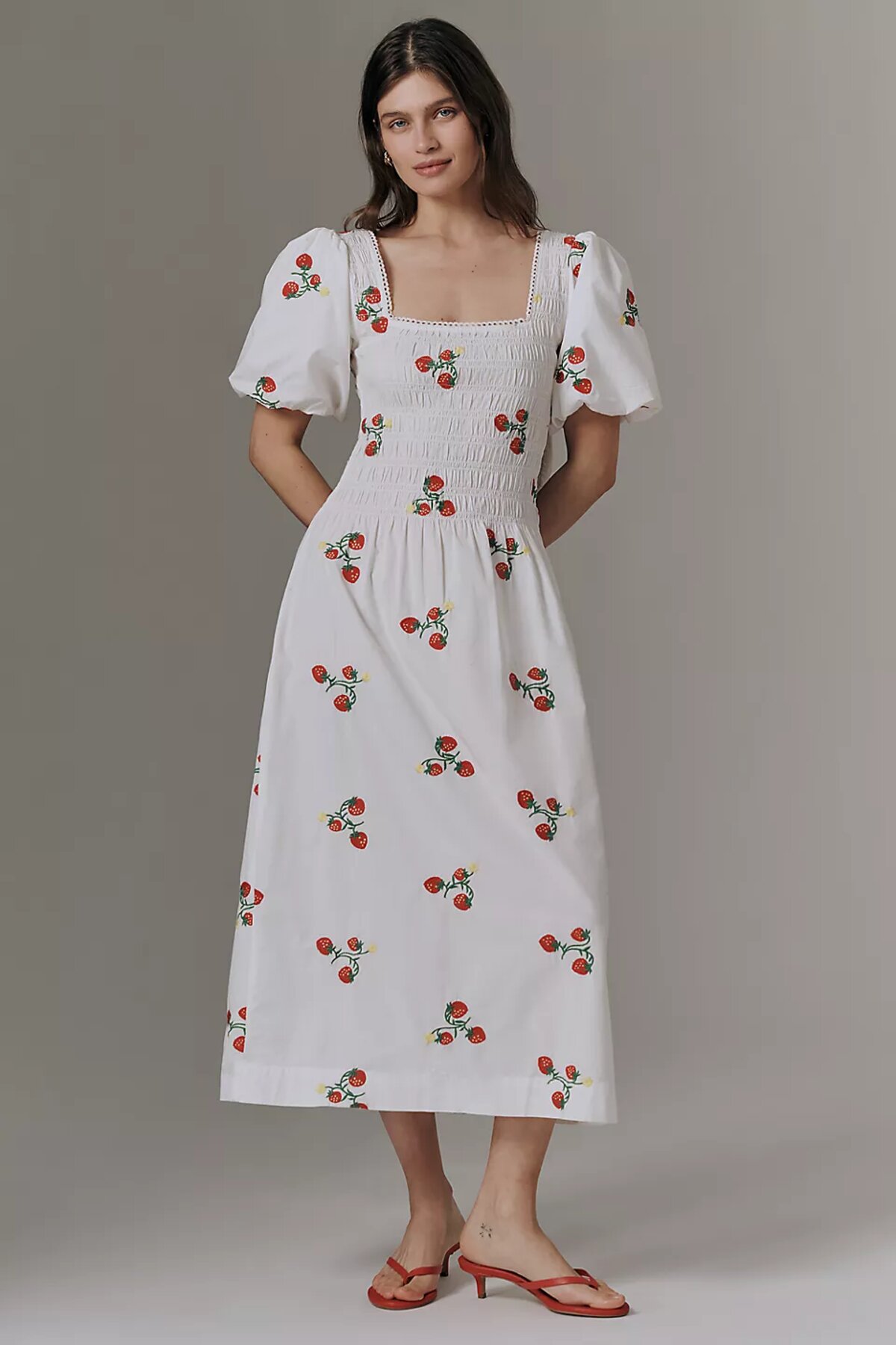 knee length dresses for ladies Damson Madder Saffy Midi Dress Red Alert