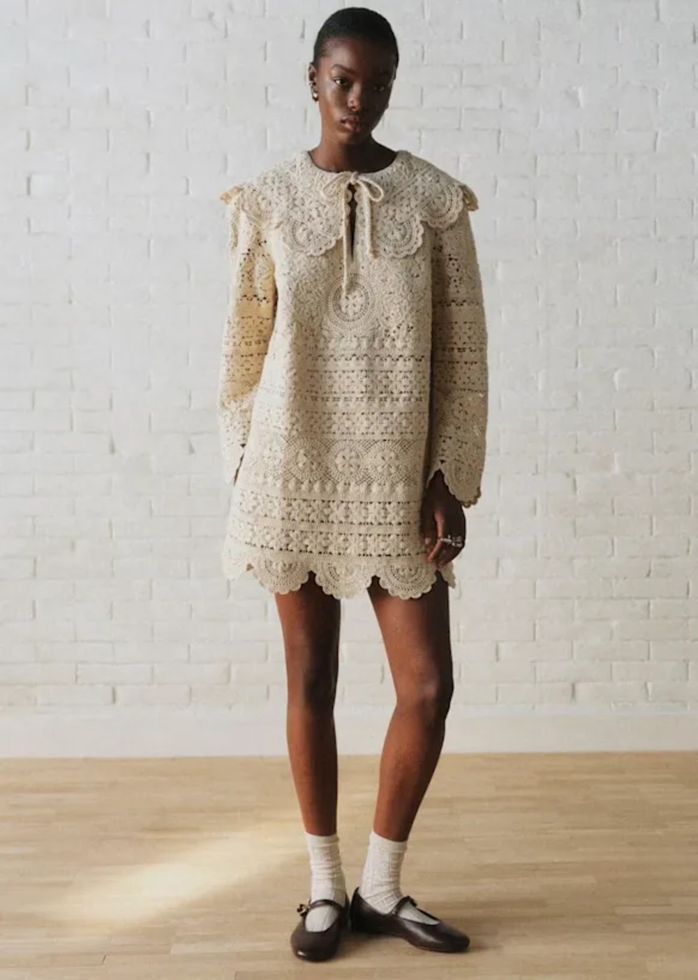 Sézane | Zelie Dress Sézane x Andion Cream with Pink Floral Embroidery