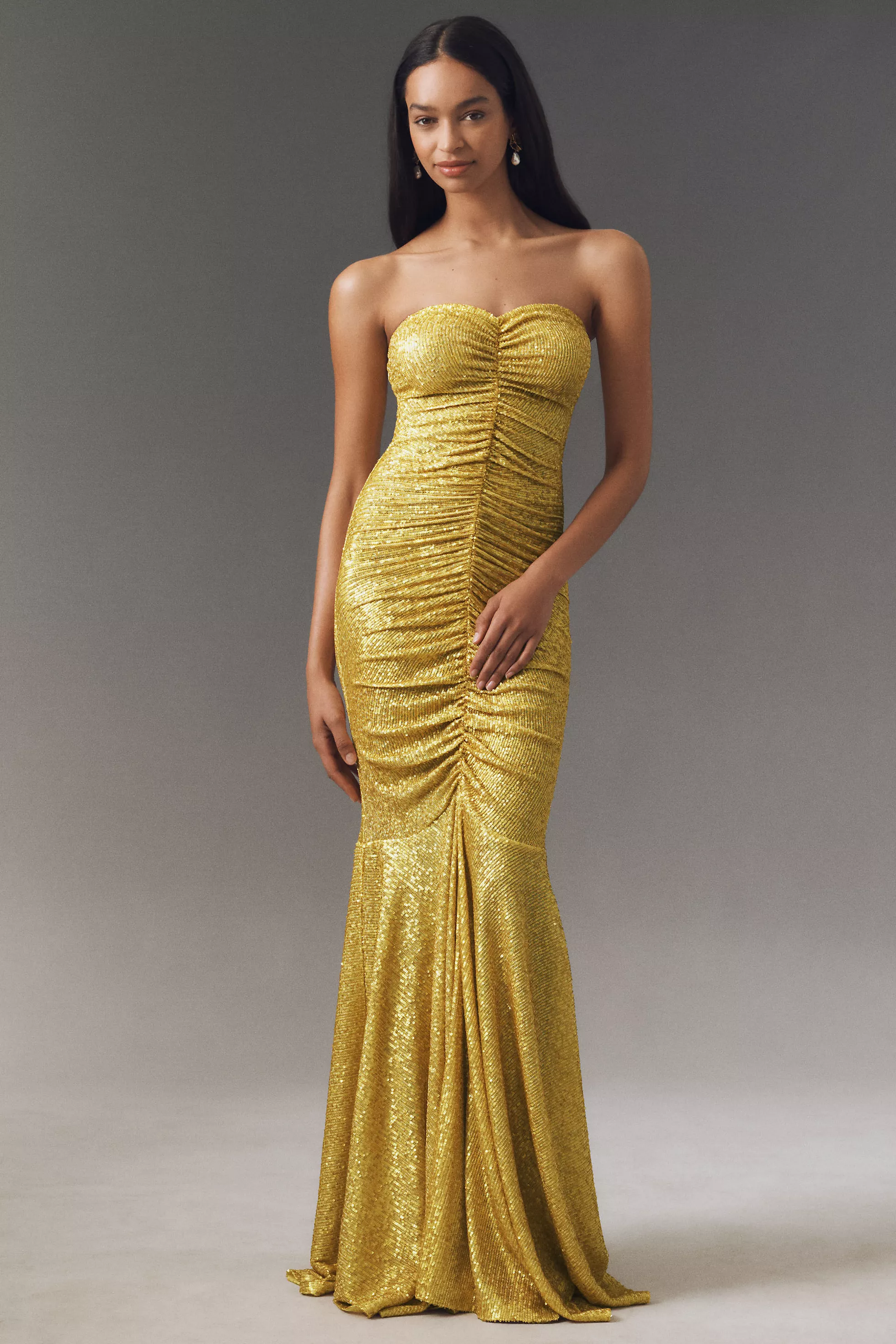 strapless fishtail sequin dress GREEN SEQUIN STRAPLESS DRESS | CULT MIA