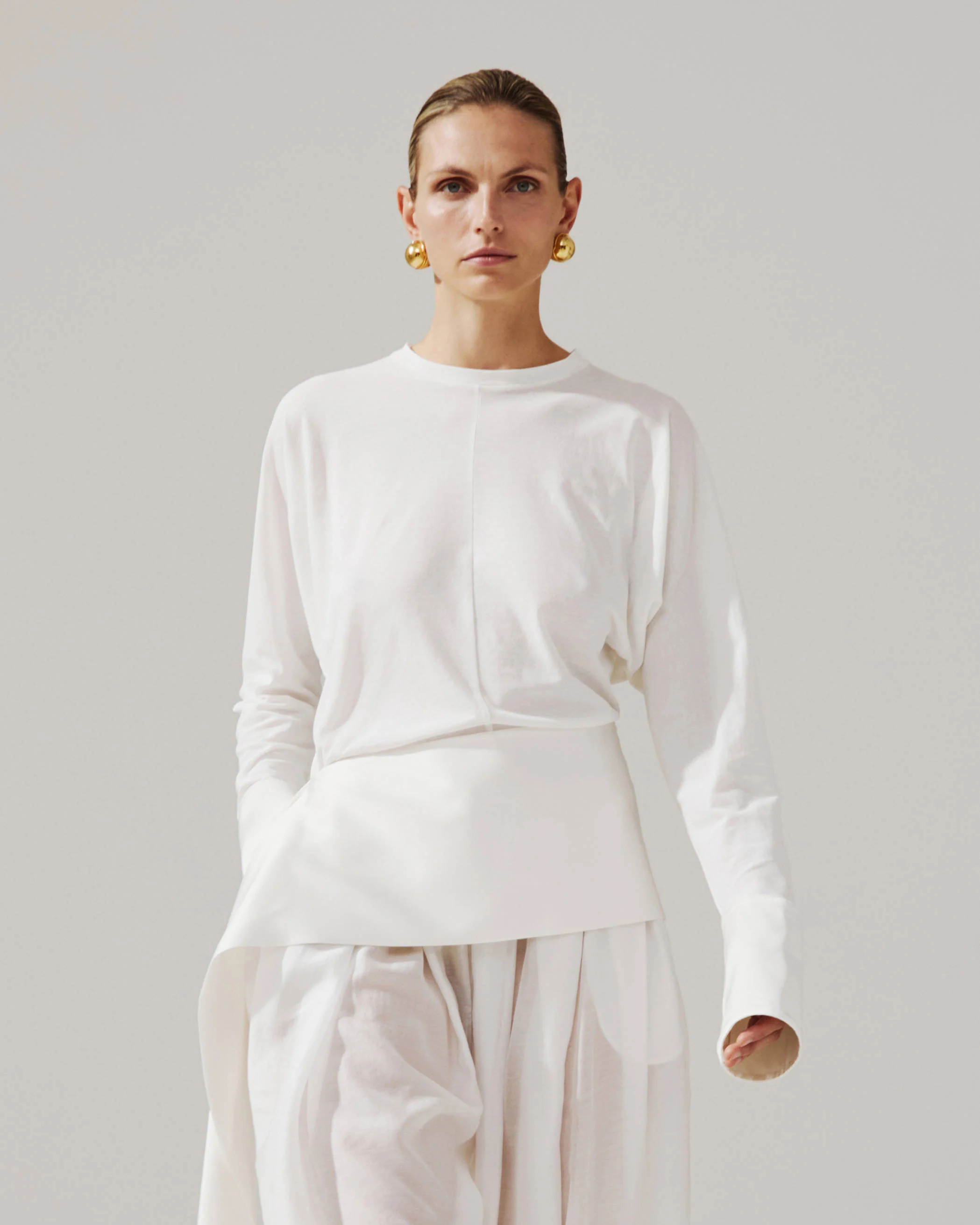 Darkpark | Luna - Jersey Top With Dropped Satin Details