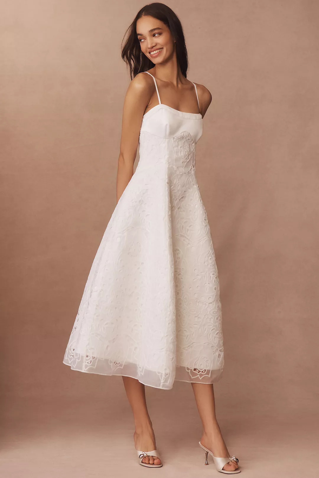 knee length dresses for ladies 3D Floral Applique Flare Mini Dress main image 1
