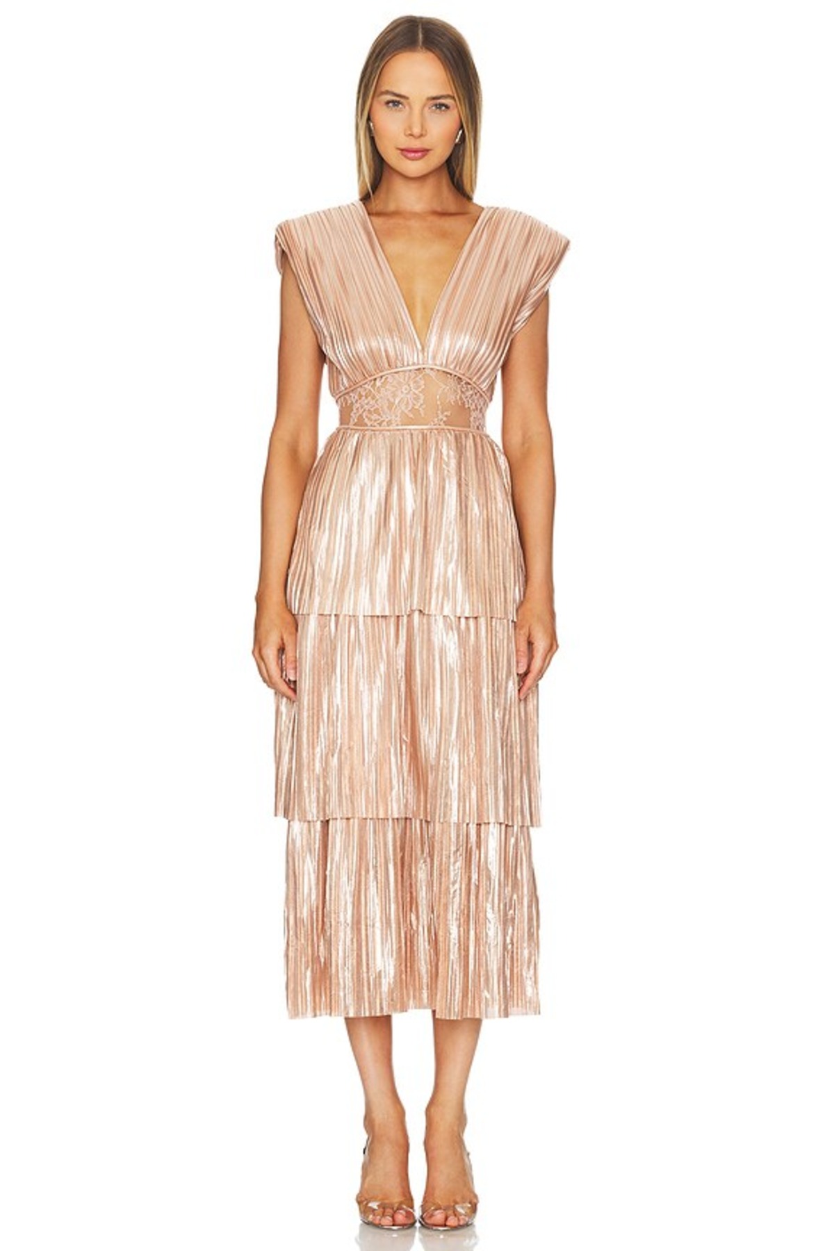 open lace back dress Vallea Green One-Shoulder Draped Midi Dress – Club L London