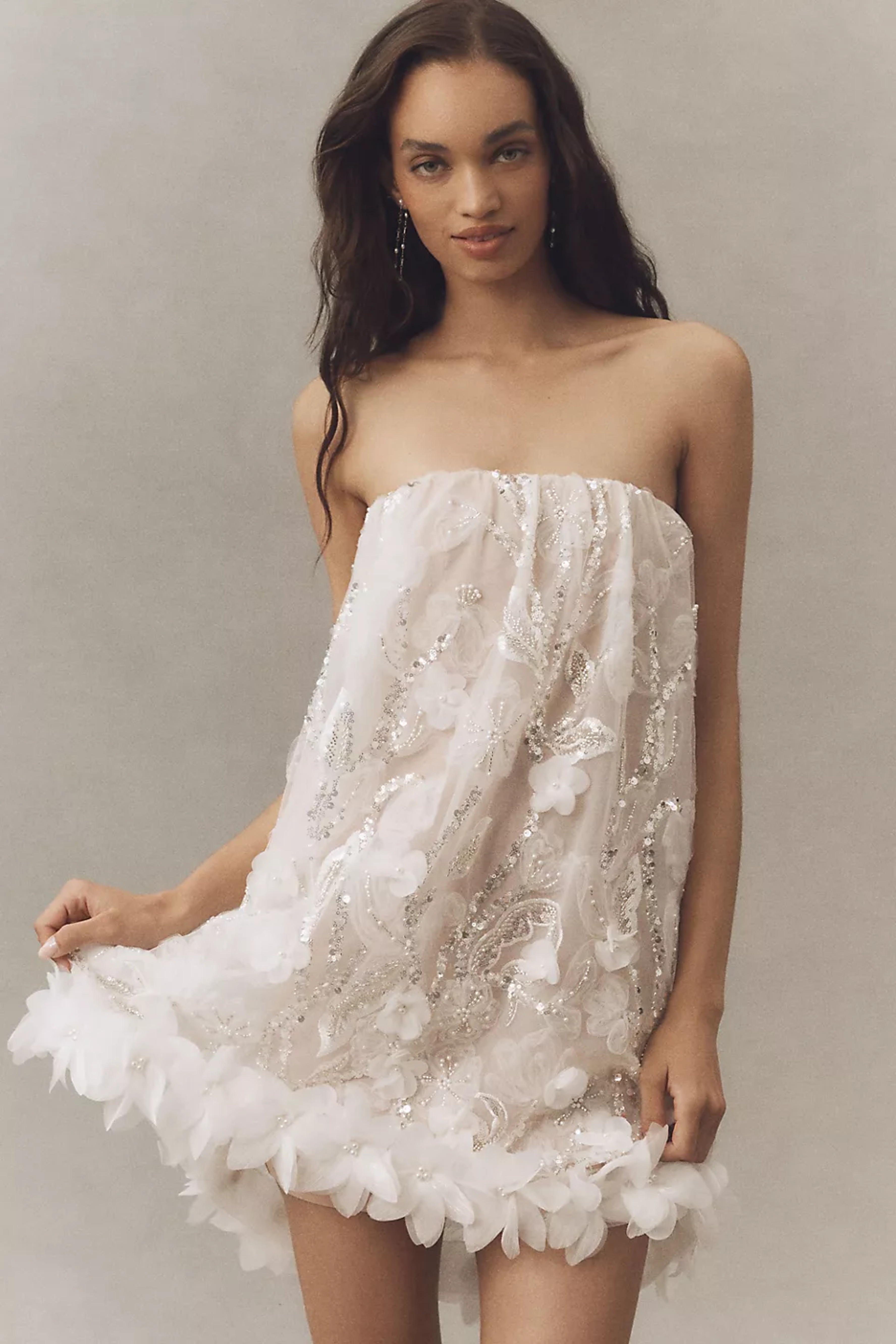 helsi tory strapless beaded floral mesh mini dress Helsi 
