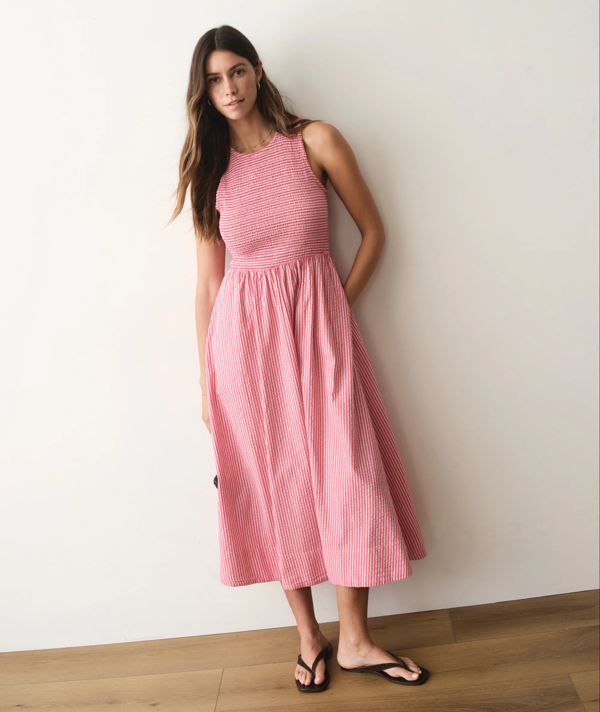 lexi rib poplin midi dress Marine Layer Lexi Rib Long-Sleeve Midi Dress