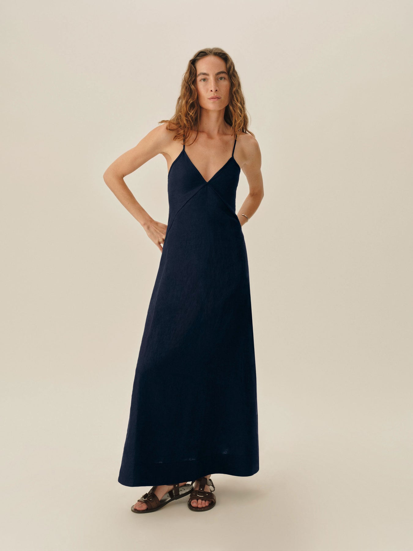 crosshatch linen eastend dress Crosshatch Linen Eastend Dress Flaxseed Buckmason beige