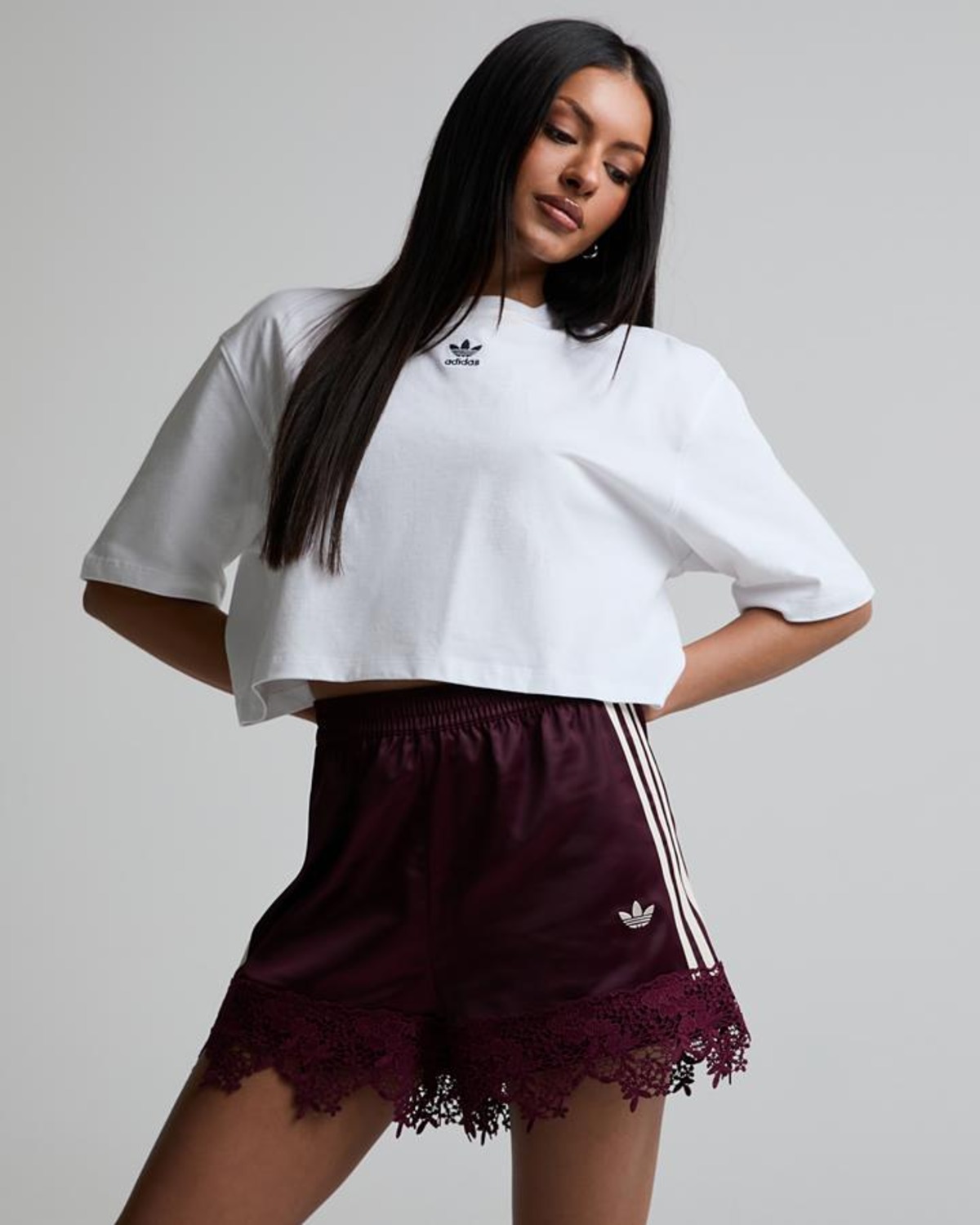 adidas Originals | Firebird Satin Lace Trim Short