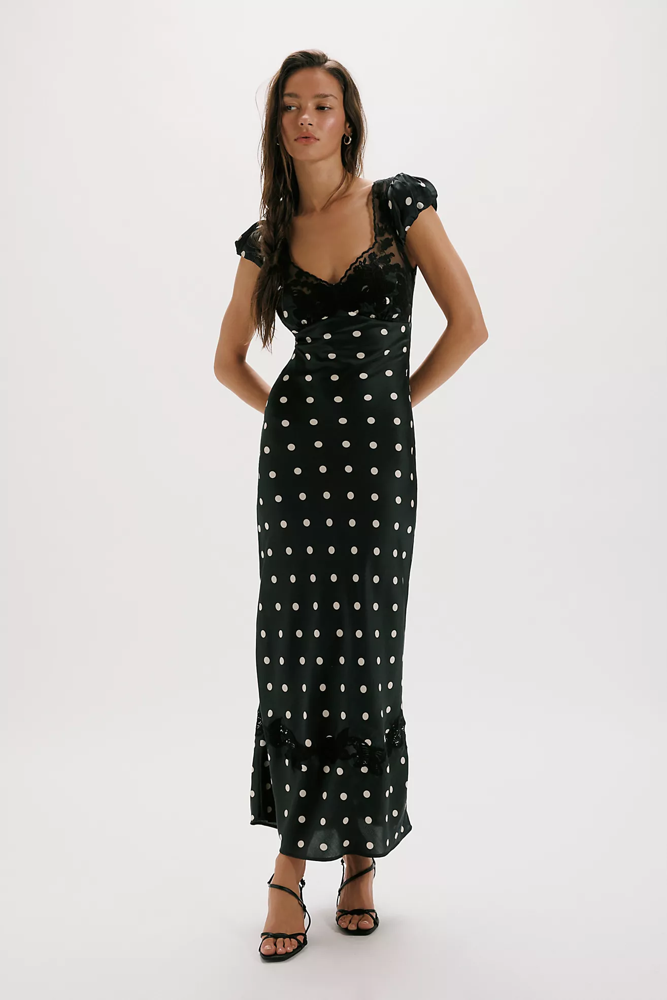 Maude | Georgina Puff-Sleeve Scoop-Neck Midi Dress