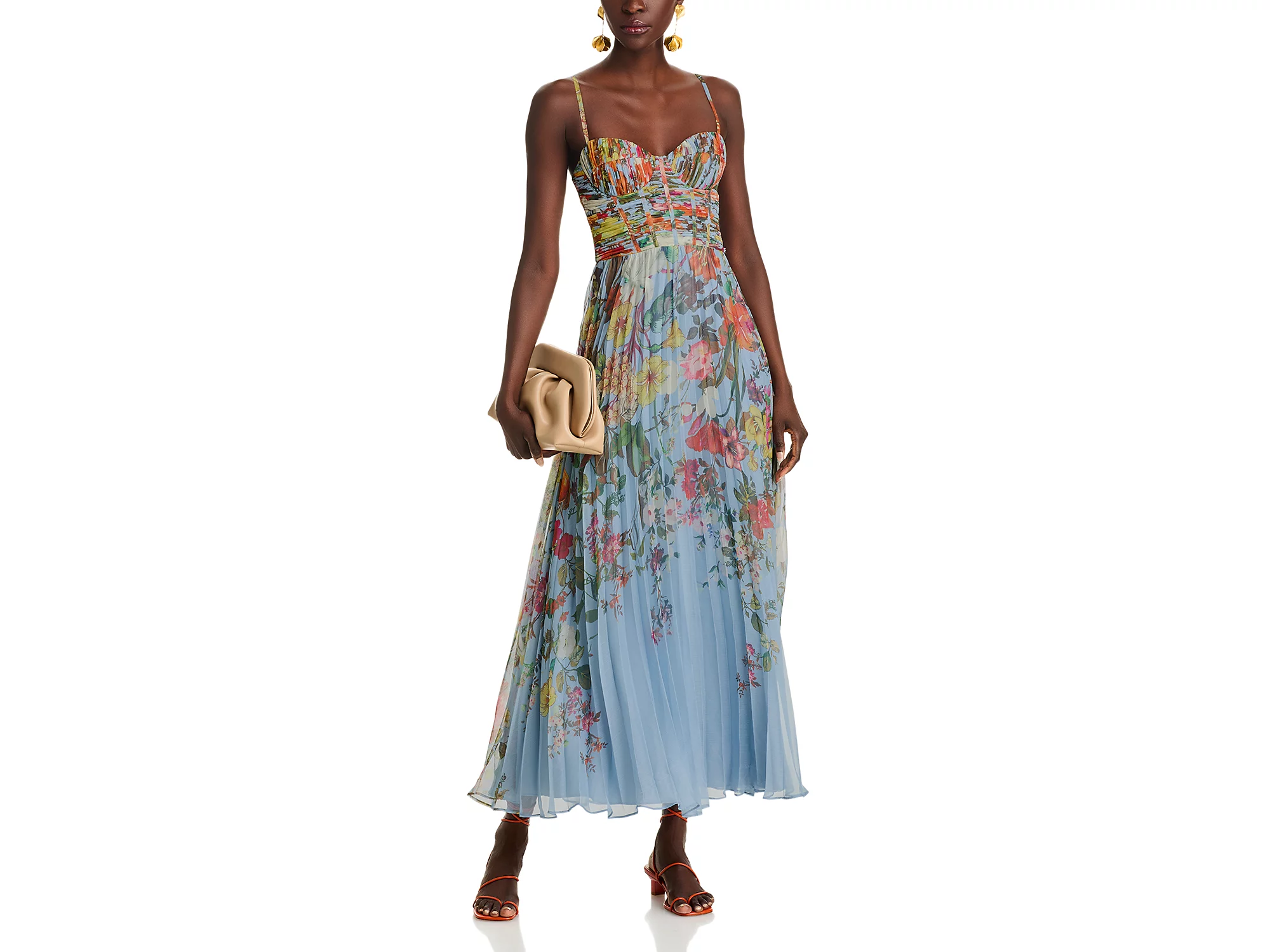slim fit dress slacks Aqua Floral Midi Dress M
