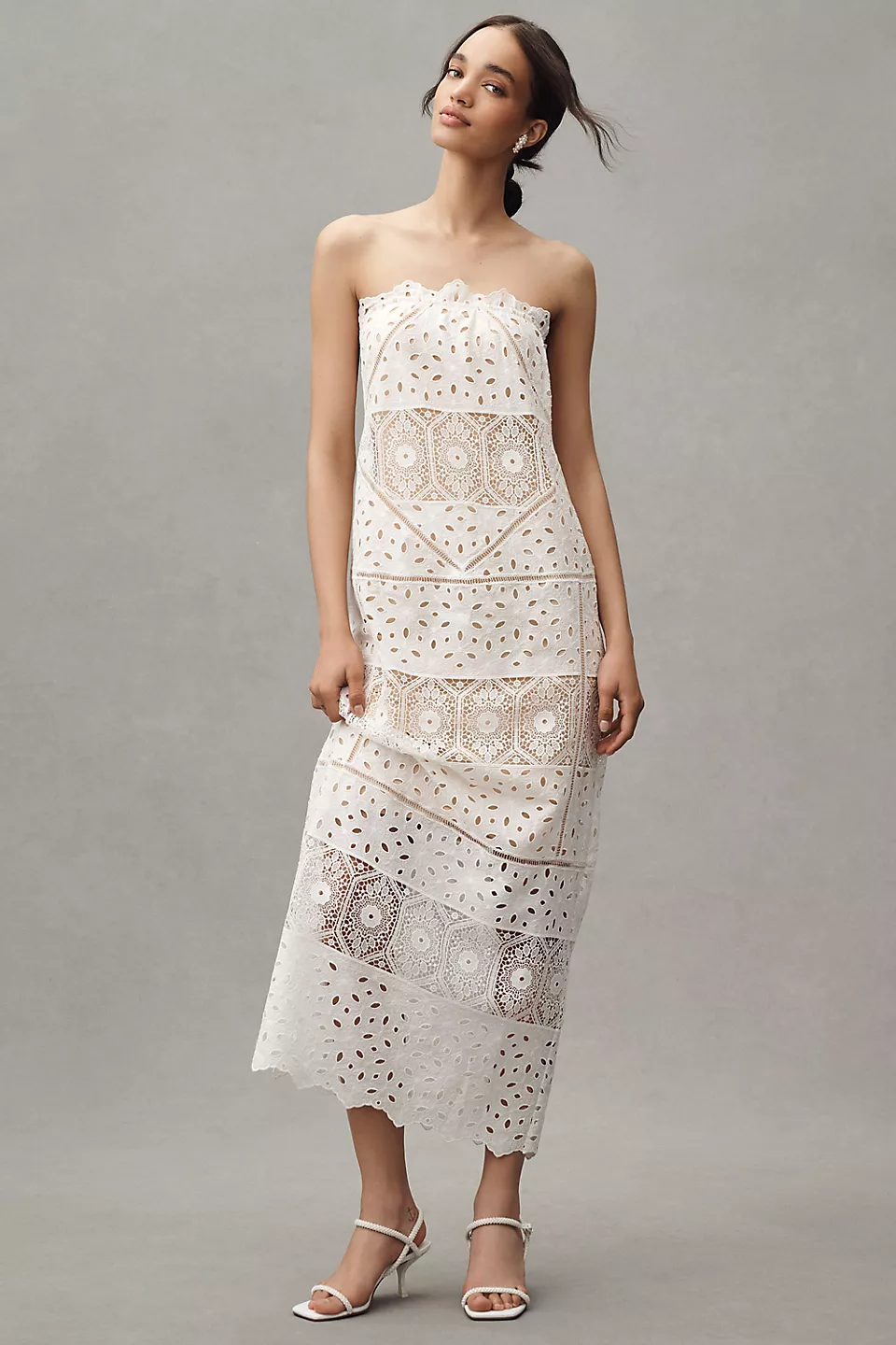 chinese dress ladies Lace Halter Crepe Maxi Dress Taupe / S