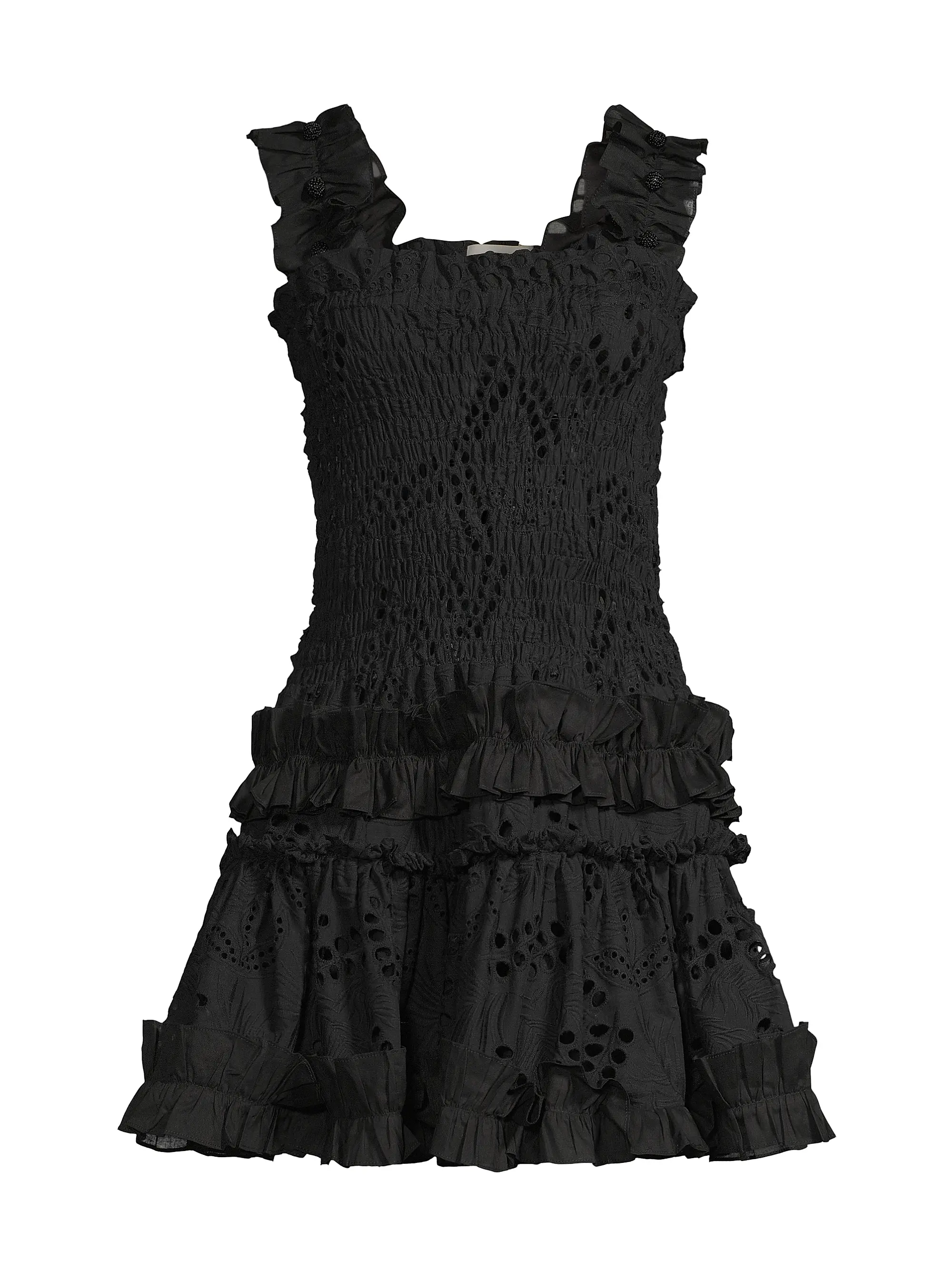 chinese dress ladies DEN Almadia Crochet-Trimmed Ramie Mini Dress - Women - Black Dresses