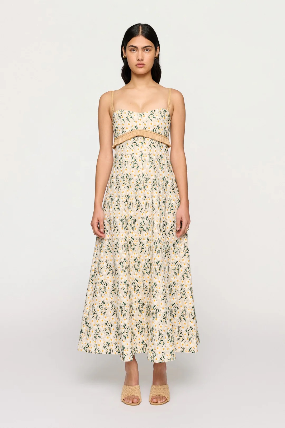 clea white piera maxi dress Clea Piera Cotton-Poplin Midi Dress in White