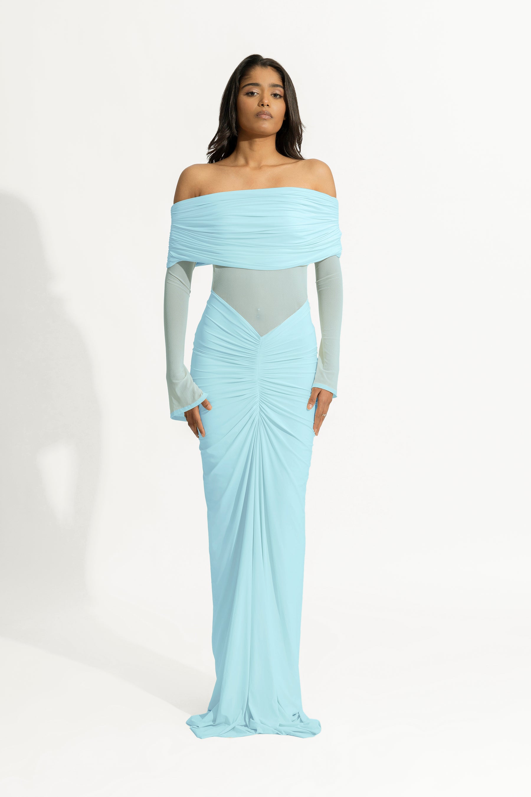 dusty blue mermaid bridesmaid dresses Dusty Blue Sleeveless Mermaid Mother of The Bride Dresses
