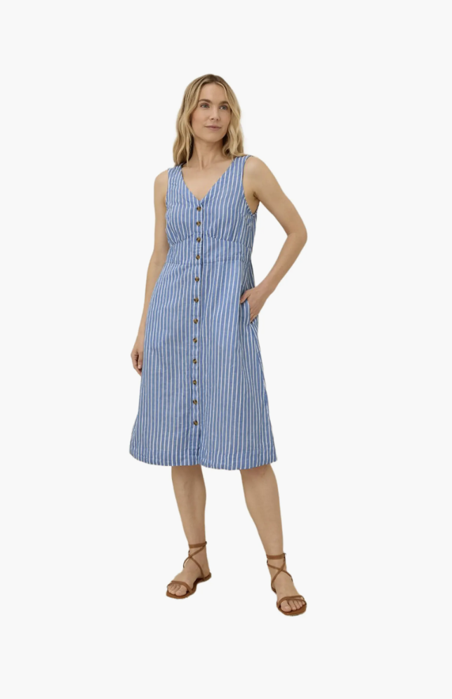 dissh chocolate linen dress Lacy Sleeveless Linen Midi Dress in Cocoa By DISSH main image 1