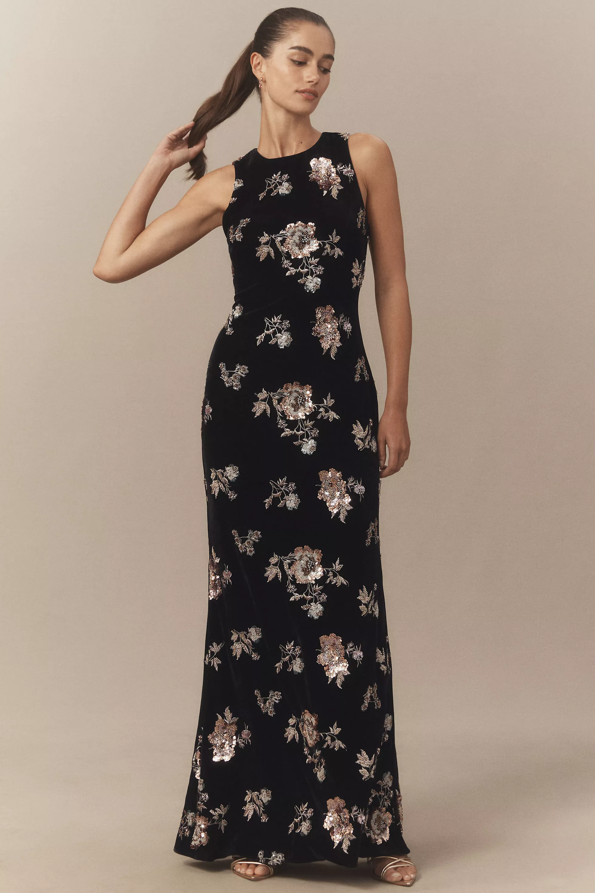 long sleeve backless dress formal Embellished Long Sleeve Backless Maxi Dress in White - 8