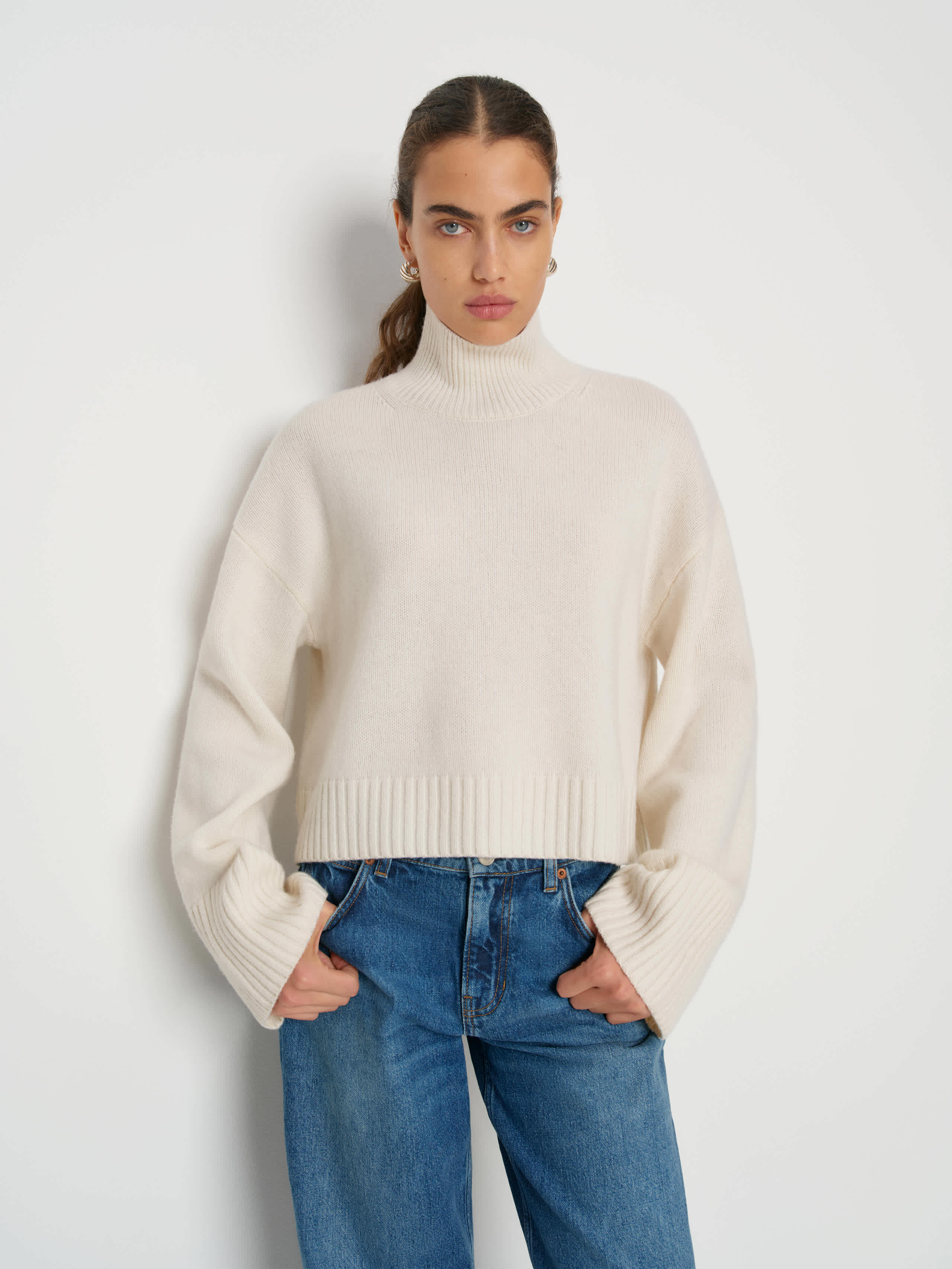 March Regenerative Wool Cropped Turtleneck Sweater