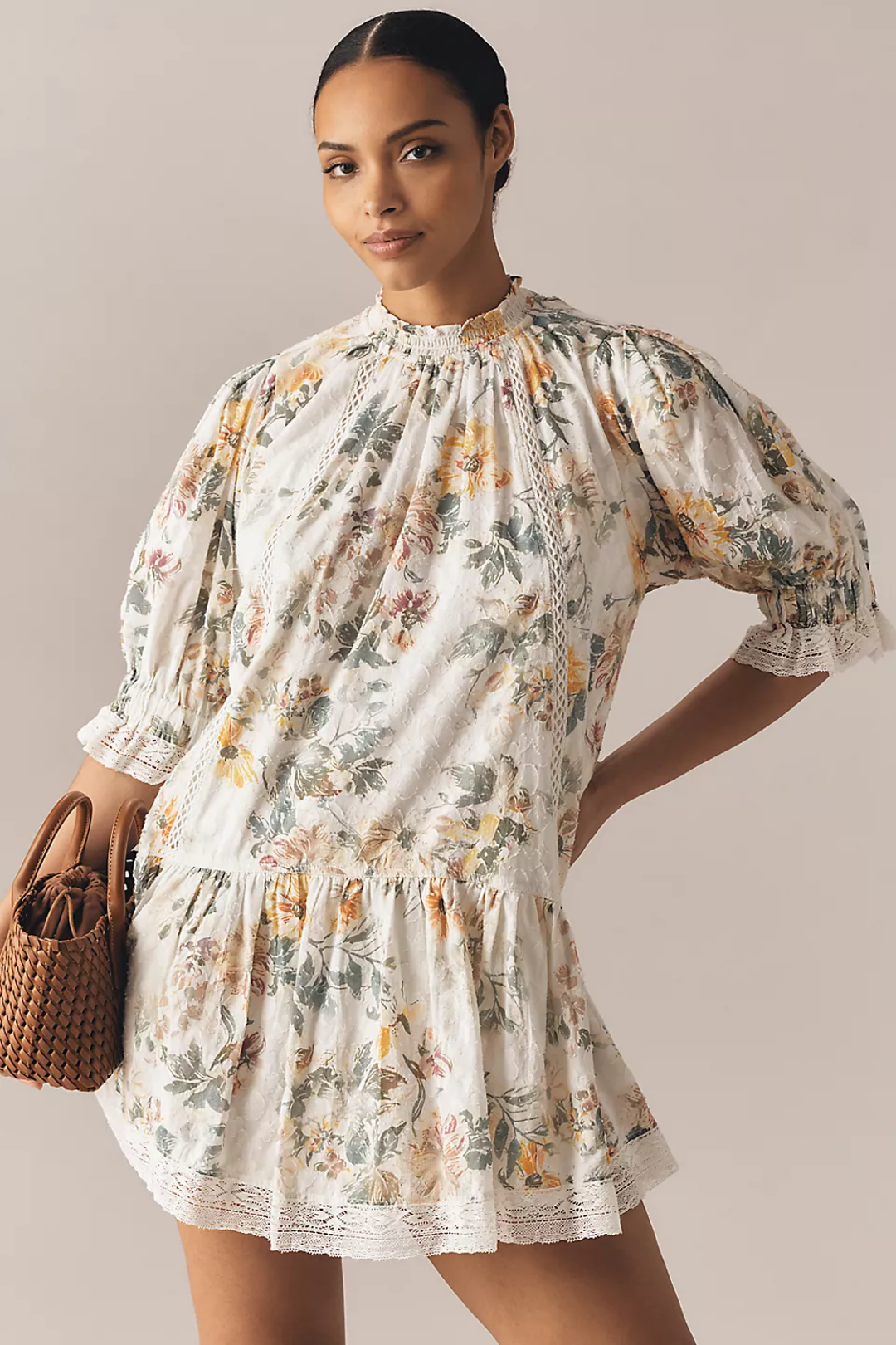 Pilcro | Ruffled Smocked-Waist Button-Front Midi Dress