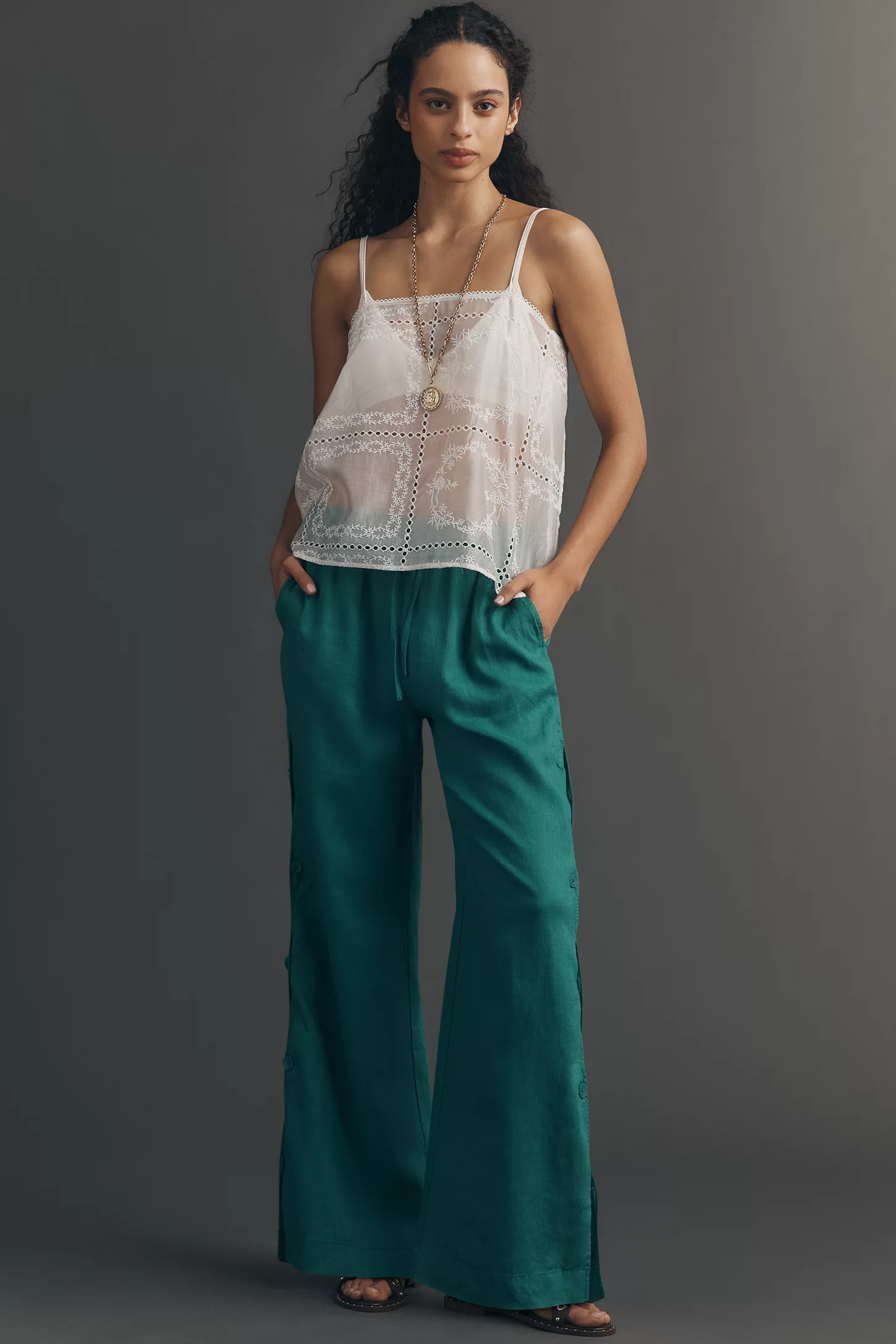 MAEVE | The Brooklin Wavy Linen Wide-Leg Pants