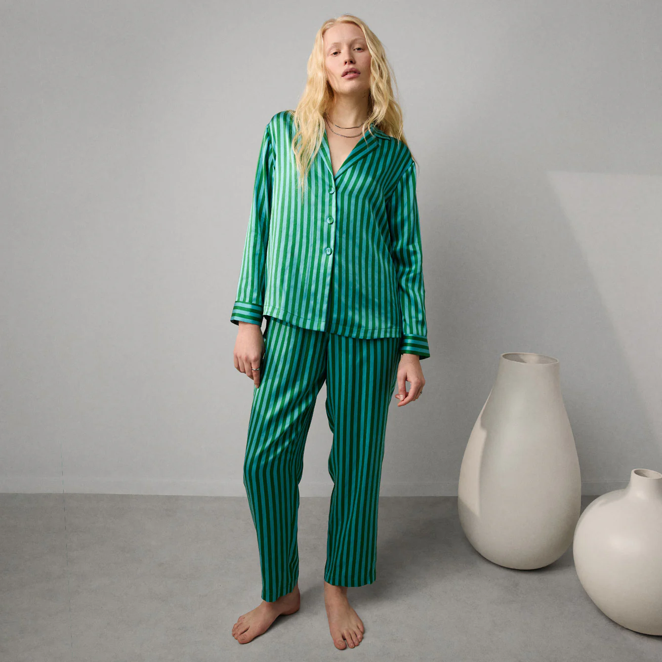Washable Silk Long Sleeve Pant Set