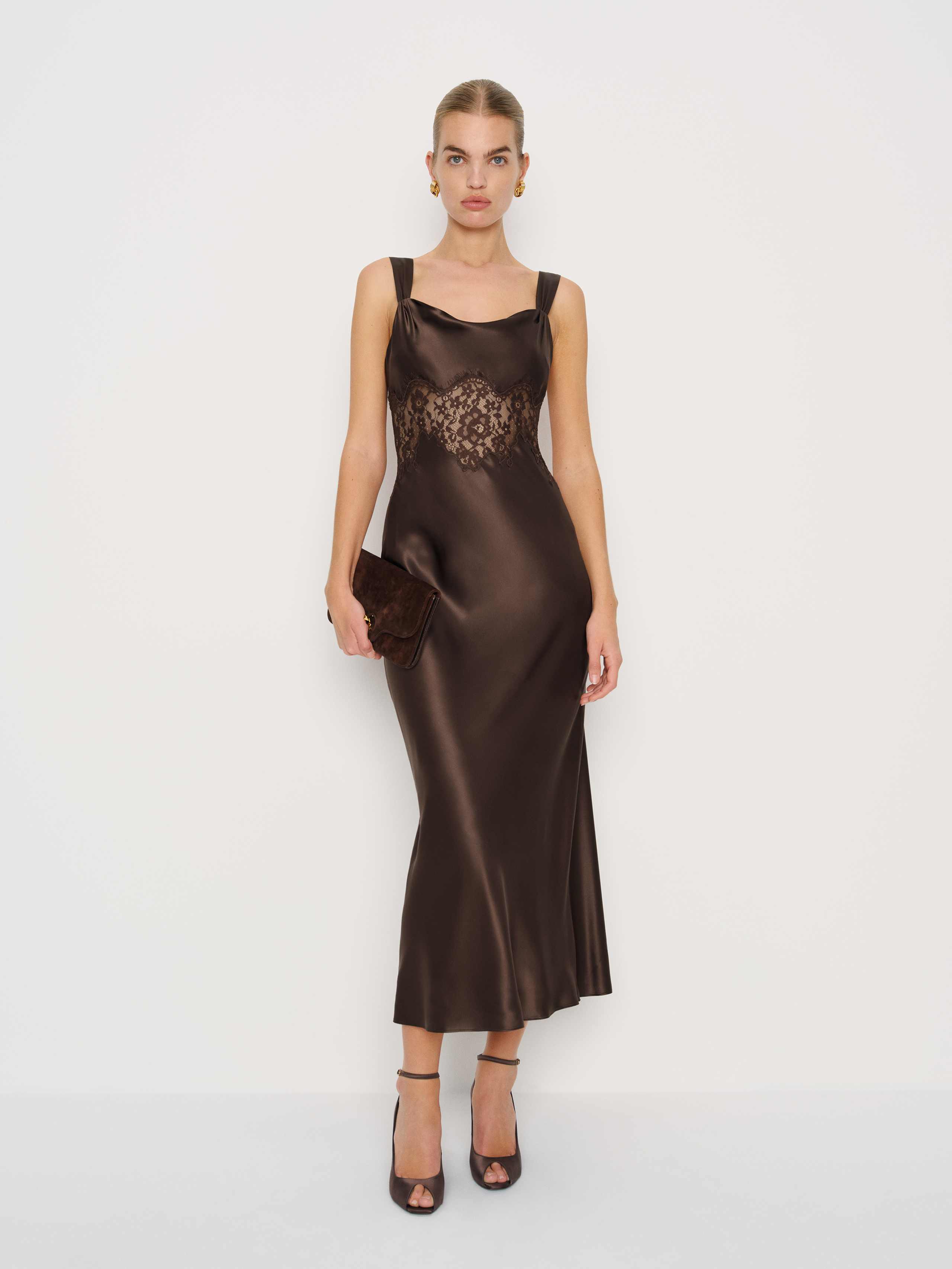 aara silk dress Reformation Aara Silk Dress | Blue