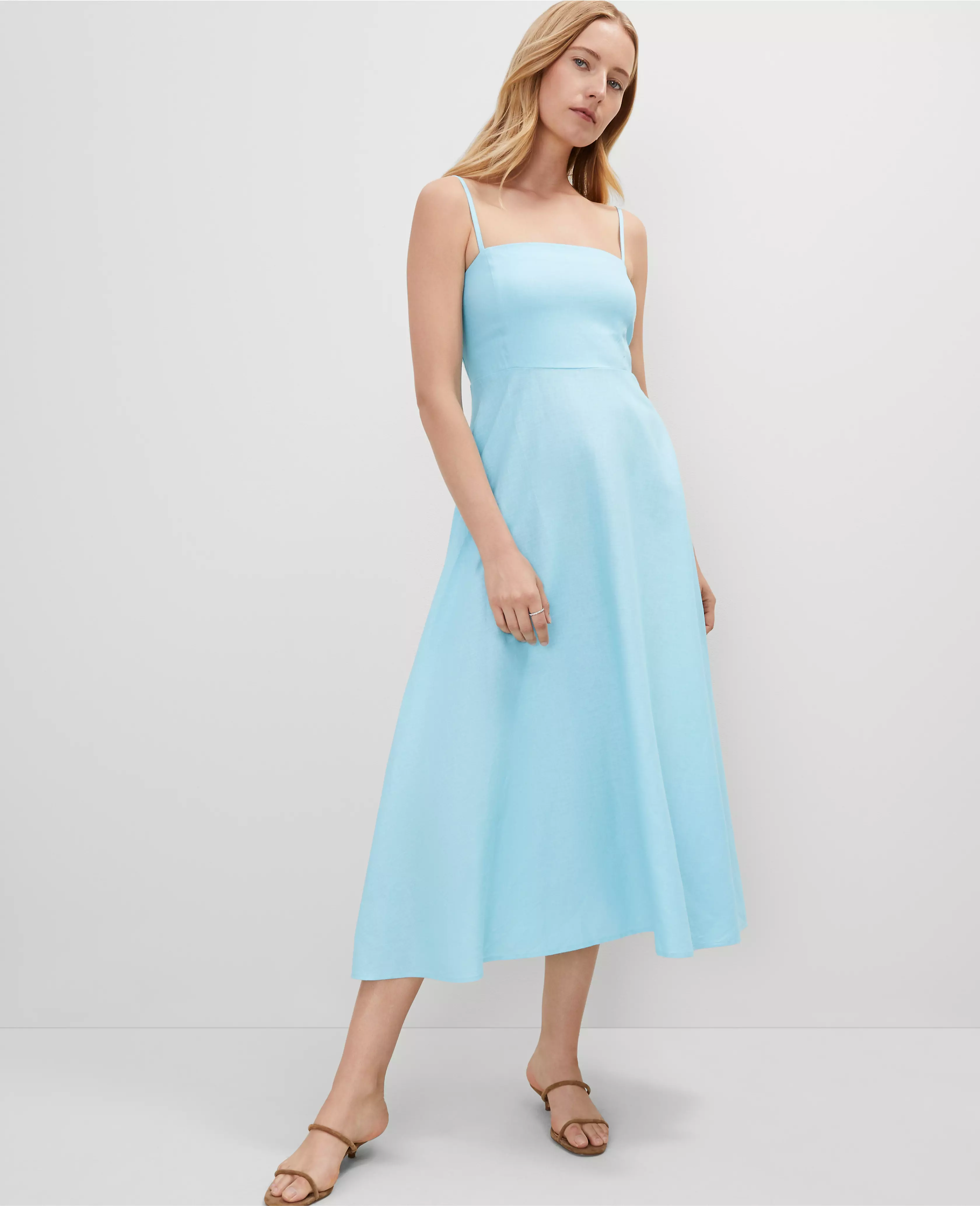 Hyacinth House | Aqua Linen Azura Midi Dress