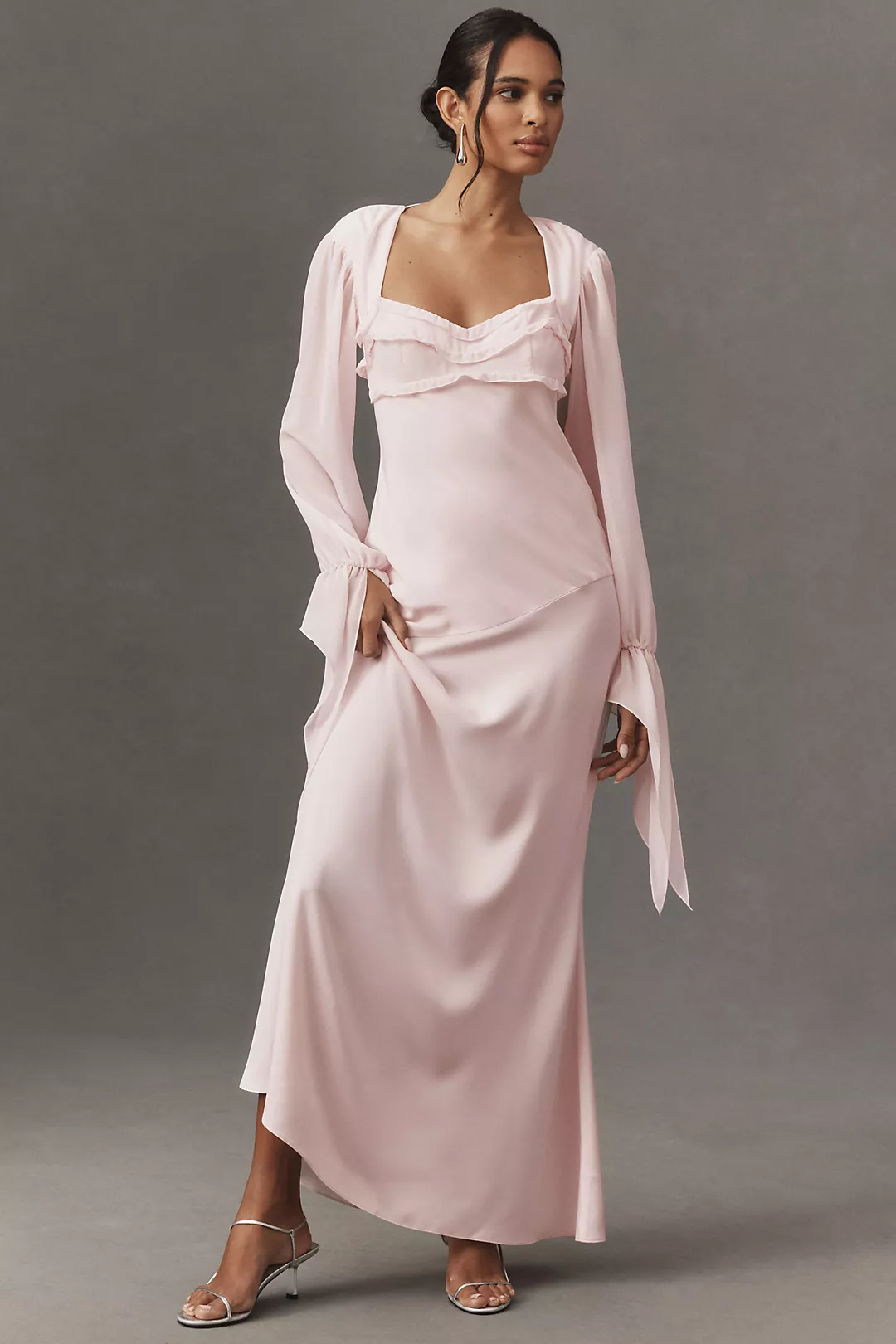 chinese dress ladies Black Lace Mock Neck Long Sleeve Maxi Dress – PinkBlush main image 1