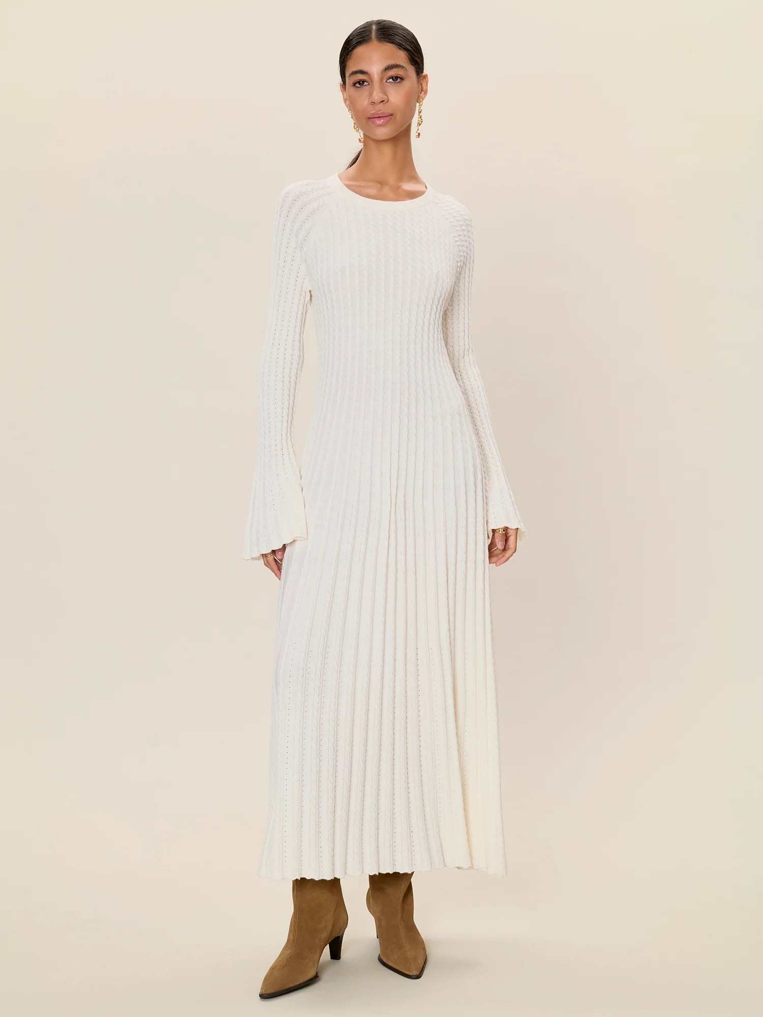 eva regenerative merino sheer sweater dress Reformation Eva Regenerative Merino Sheer Sweater Dress - Mole