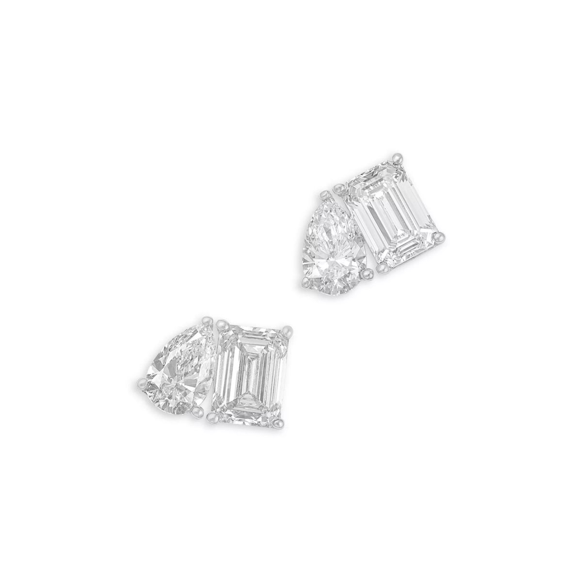 Luxe Collection Certified Lab Grown Diamond Toi et Moi Stud Earrings in 14K White Gold, 1.95 TCW