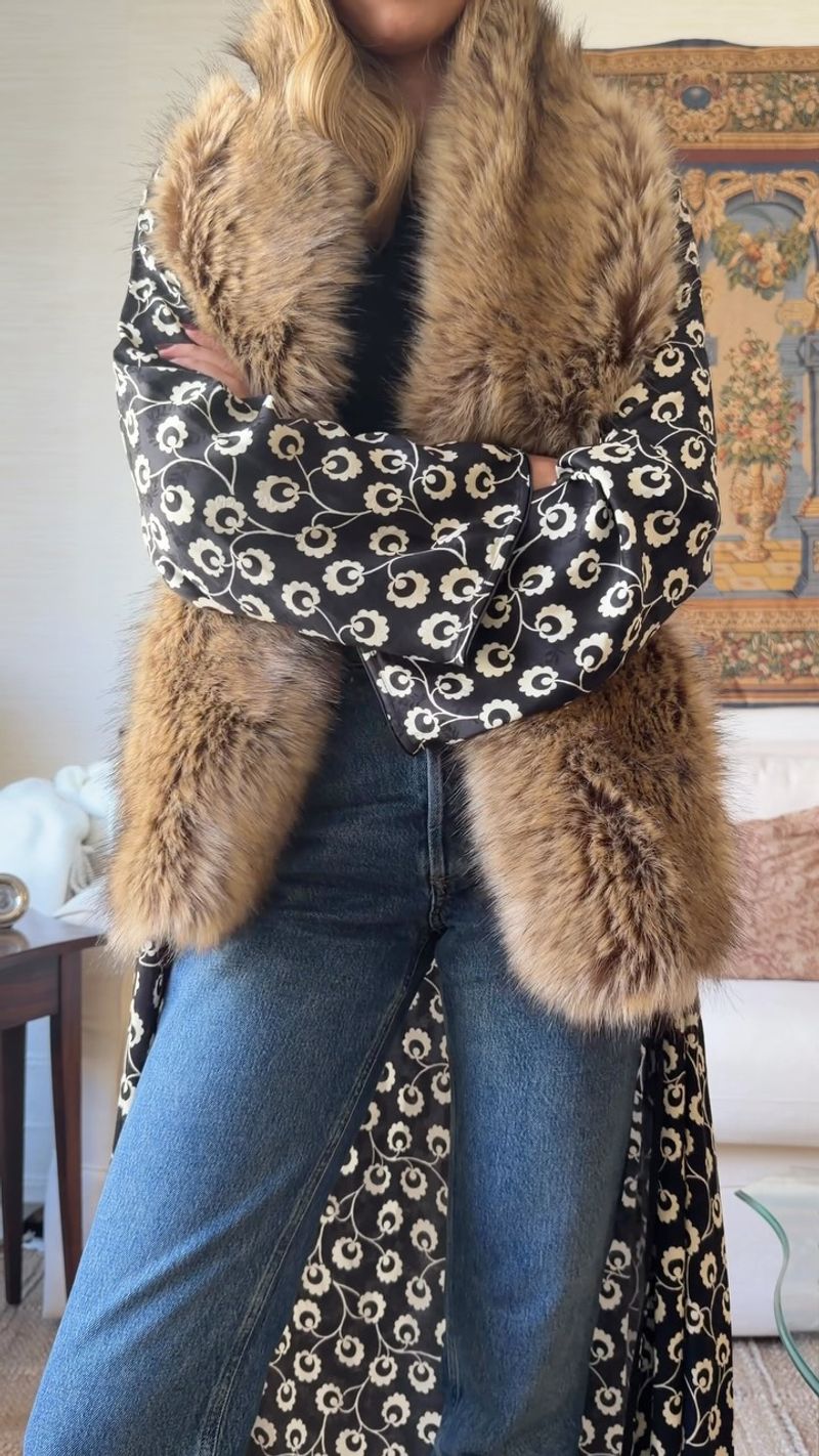 duster + faux fur scarf