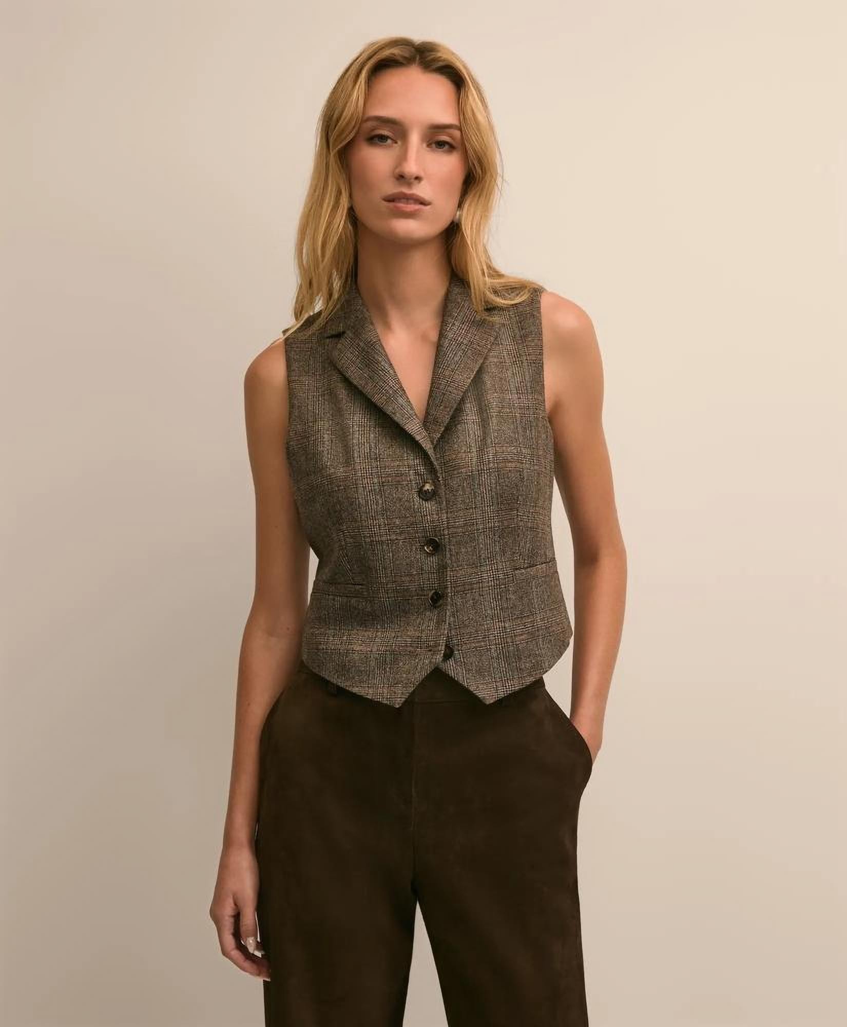 Wool Blend Plaid Vest