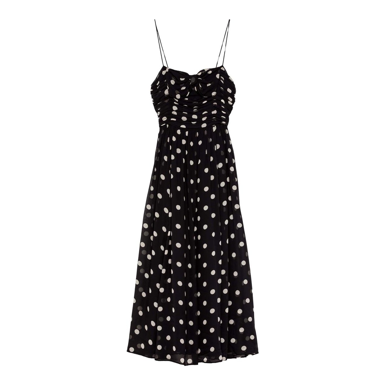 den rosaria polka dot ruched bust maxi dress DEN Rosaria Polka Dot Ruched Bust Maxi Dress