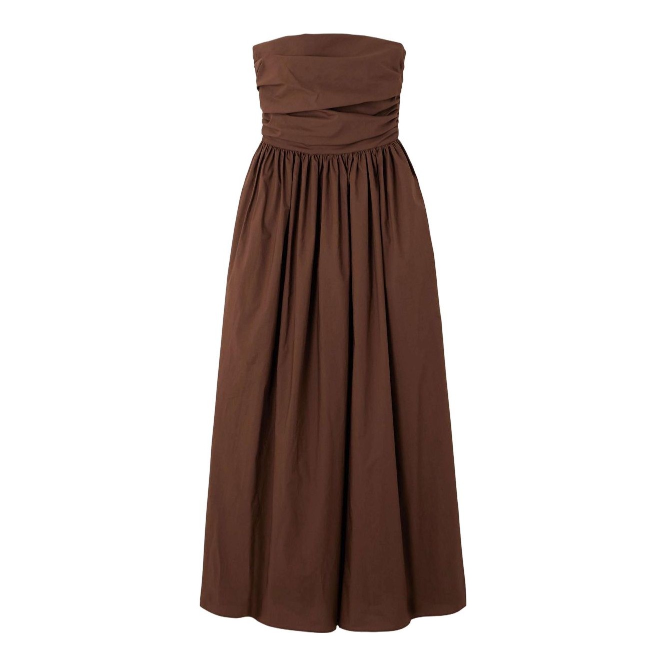 faithfull dominquez smocked strapless organic cotton-poplin midi dress FAITHFULL Dominquez Midi Dress in Verde