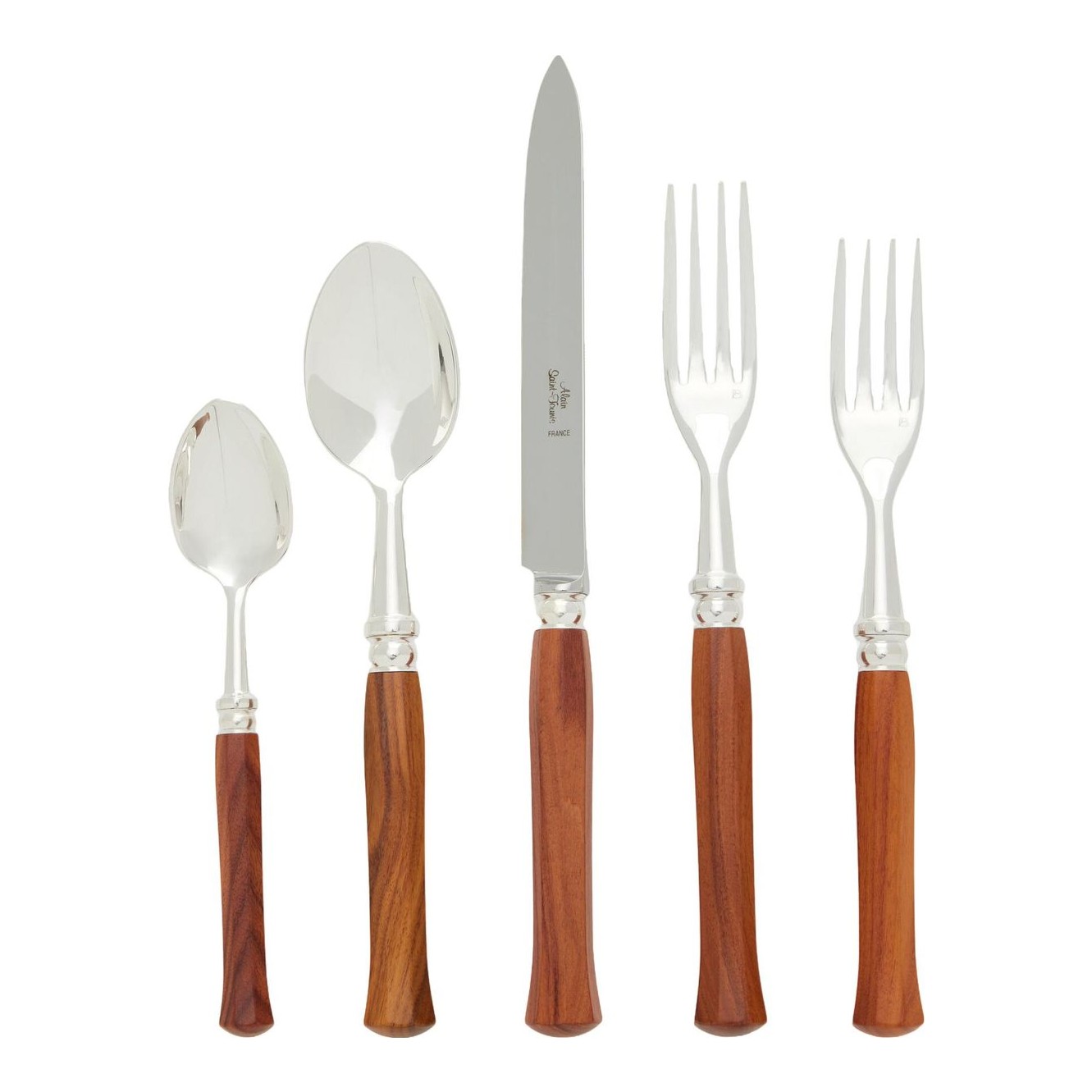 Set of Five Riviera Olivewood Silver Plated Silverware