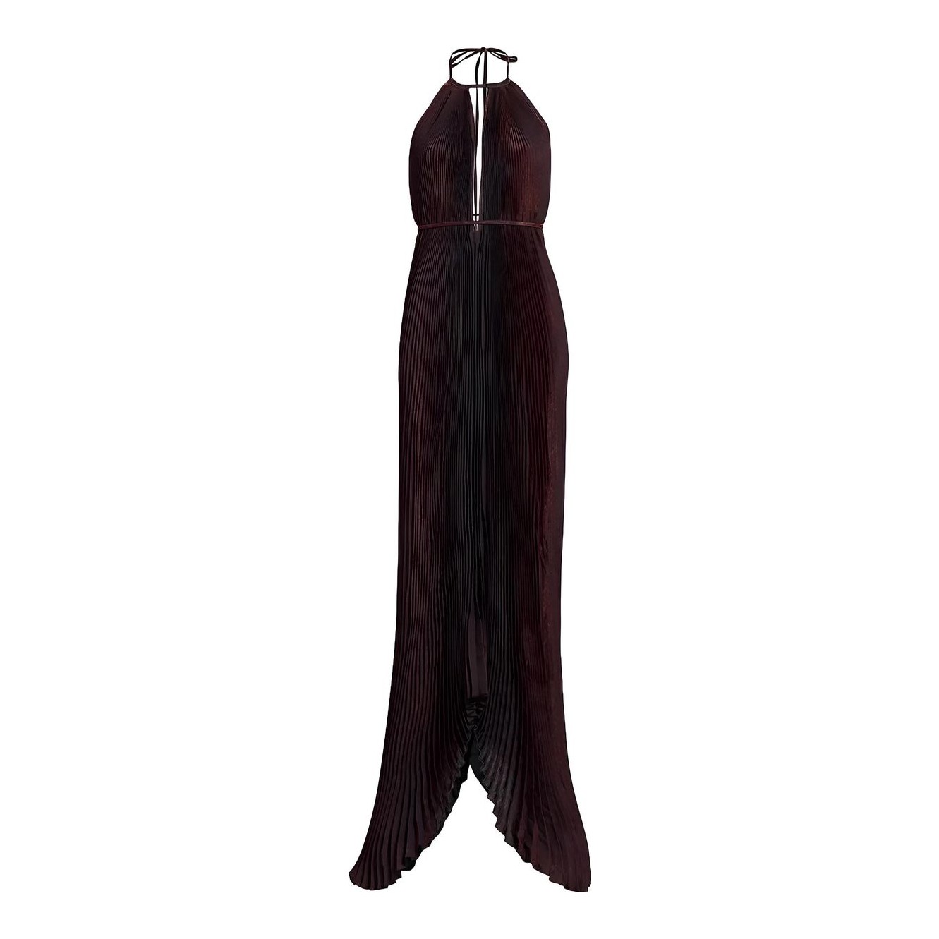 knee length dresses for ladies Black Scoop Neck Pleated Tank Midi Dress main image 1