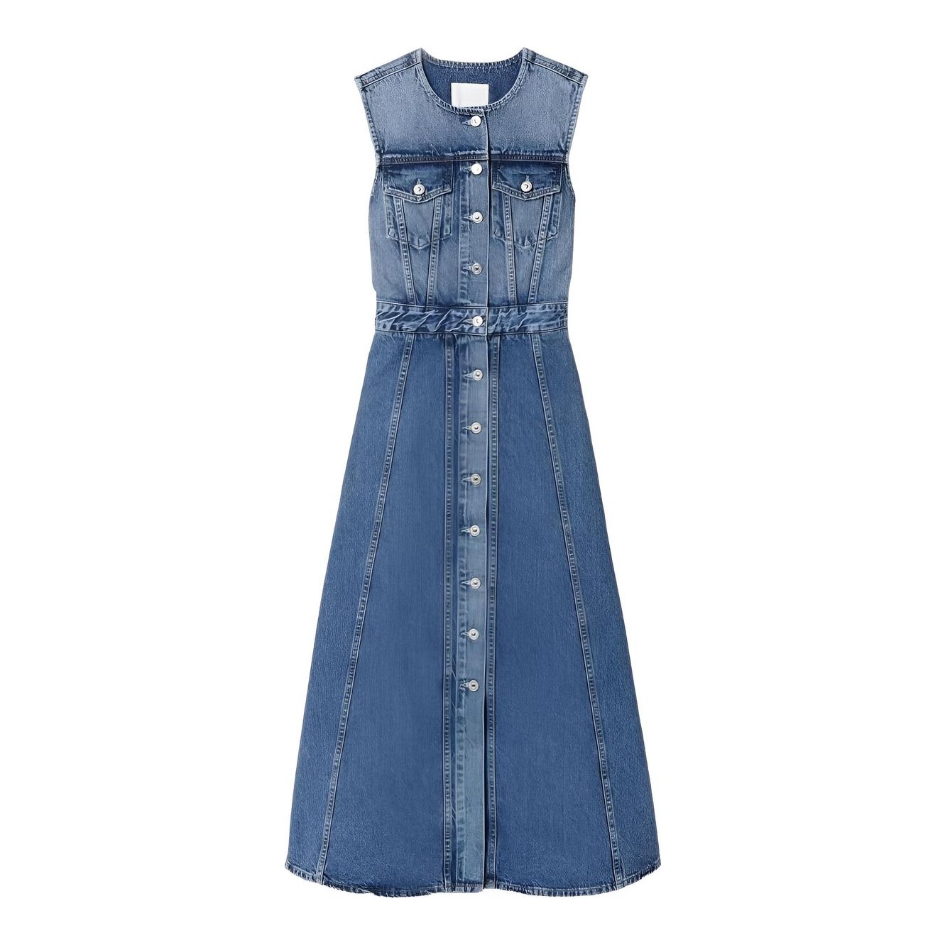 aligne waterlily denim midi dress Waterlily Sleeveless Organic Cotton Denim Dress (Women)