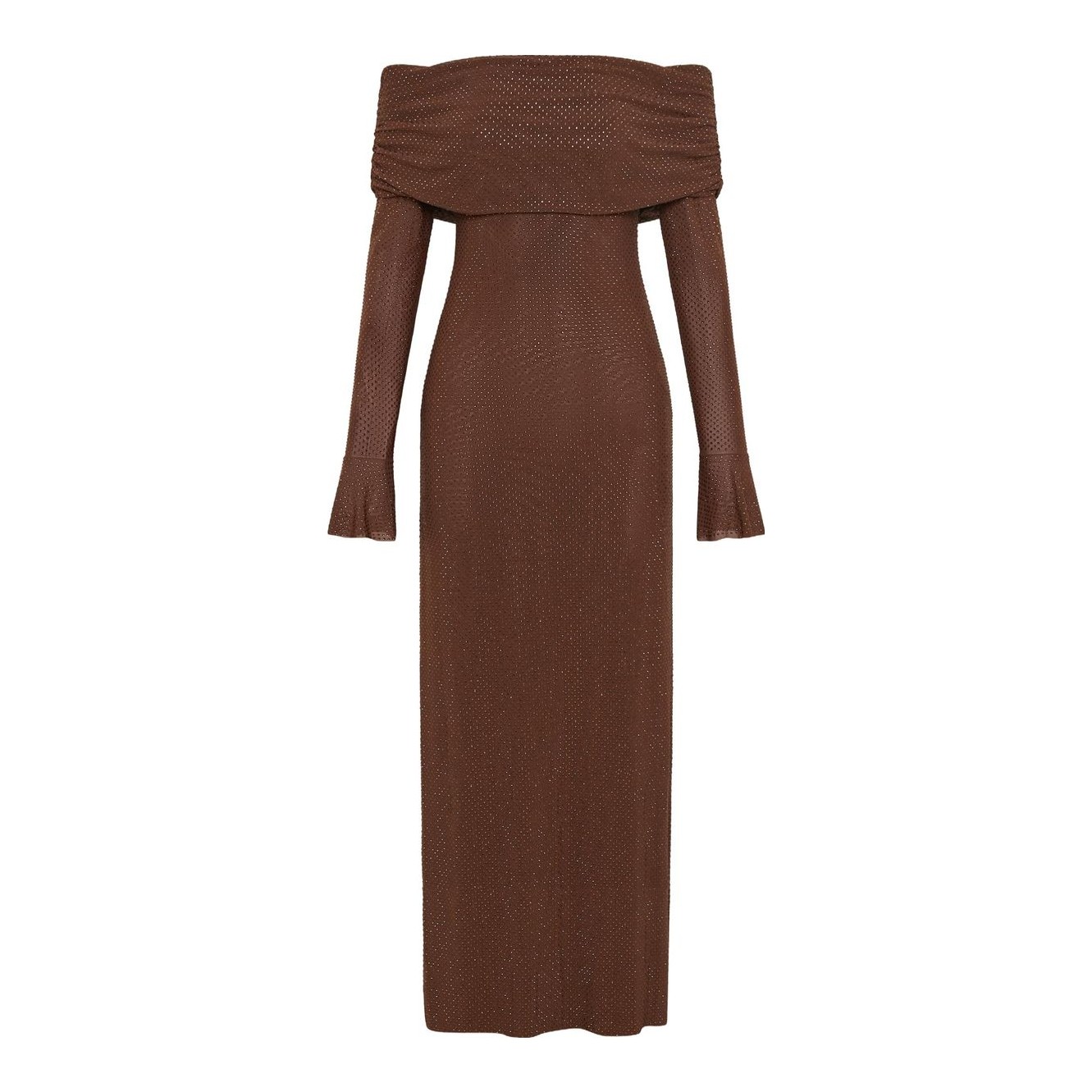 knee length dresses for ladies Genie Diamante Halter Midi Dress / Mahogany | Meshki main image 1