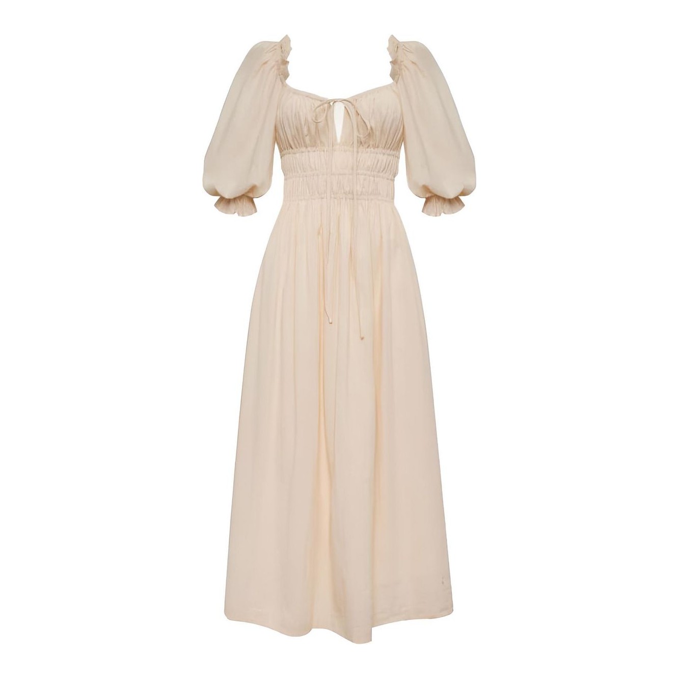 bcbg paris women's knit eyelet sleeve dress Billy Balloon Sleeve Knit Mini Dress / Ivory | MESHKI main image 1
