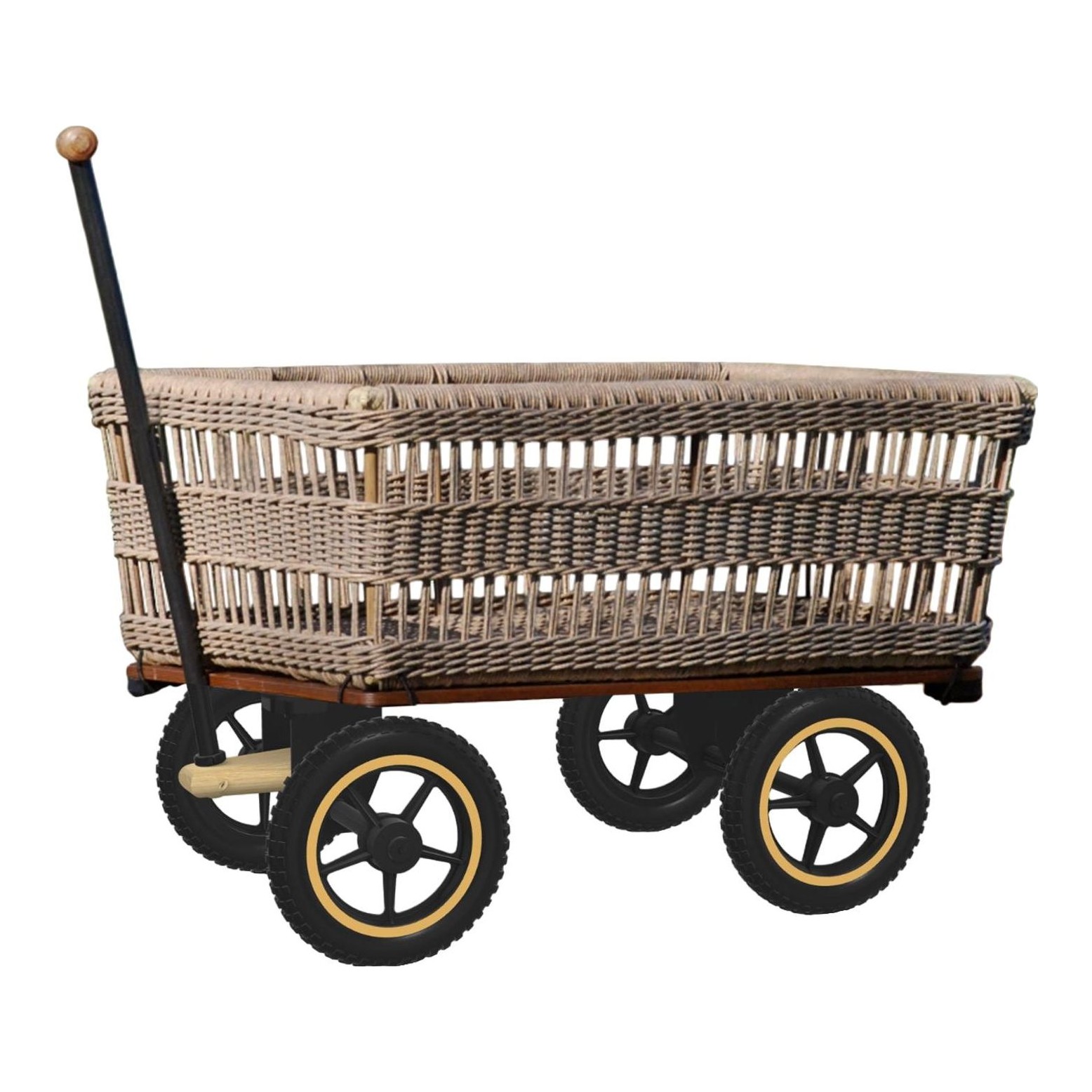 European Wicker Basket Garden Wagon