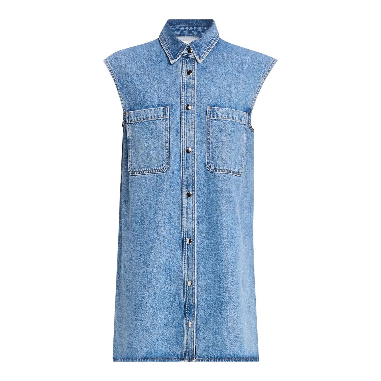 white christmas dresses Shop Shortcut Storm Blue Denim Short Sleeve Boxy Mini Shirt Dress main image 1