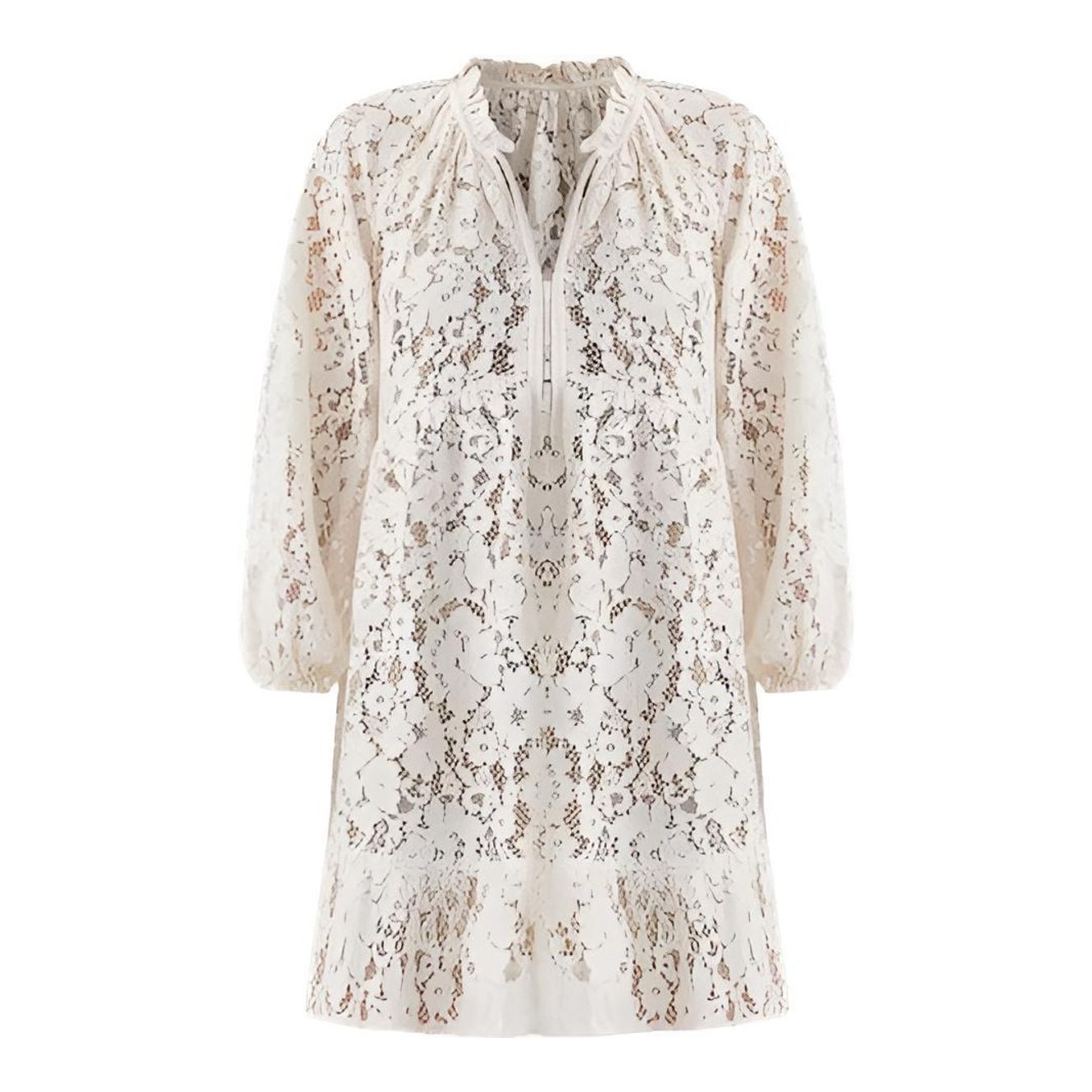 floral lace flounce mini dress Flounce Sleeve Tie Front Lace Mini Dress – Parthea Fashion