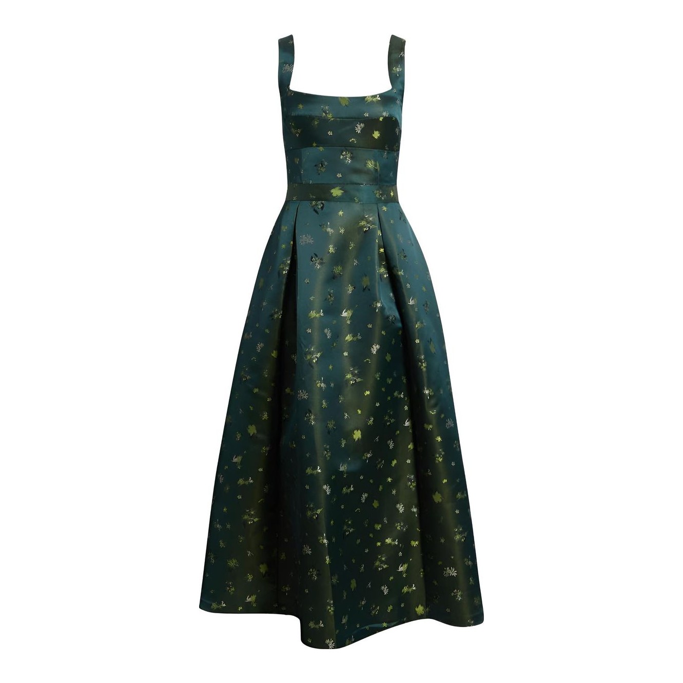 Chelsea28 | Pleated Seamed Bodice Jacquard Maxi Cocktail Dress