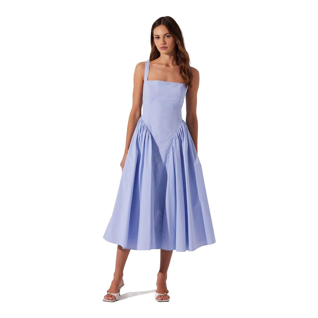 knee length dresses for ladies Adelia Ruffle Midi Dress | Light Sky Blue main image 1