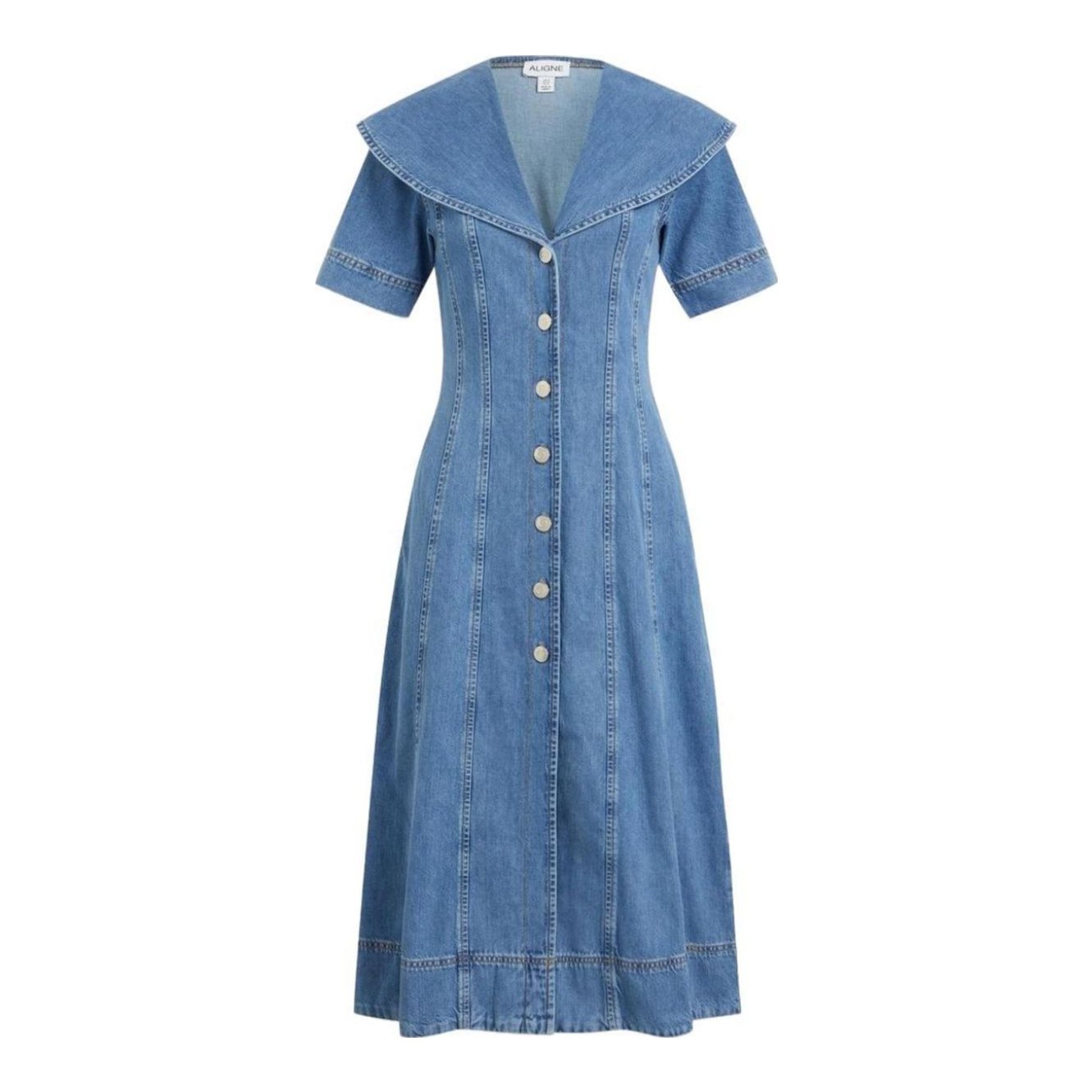 ALIGNE | GABRIELLA SHORT SLEEVE DENIM MIDI DRESS