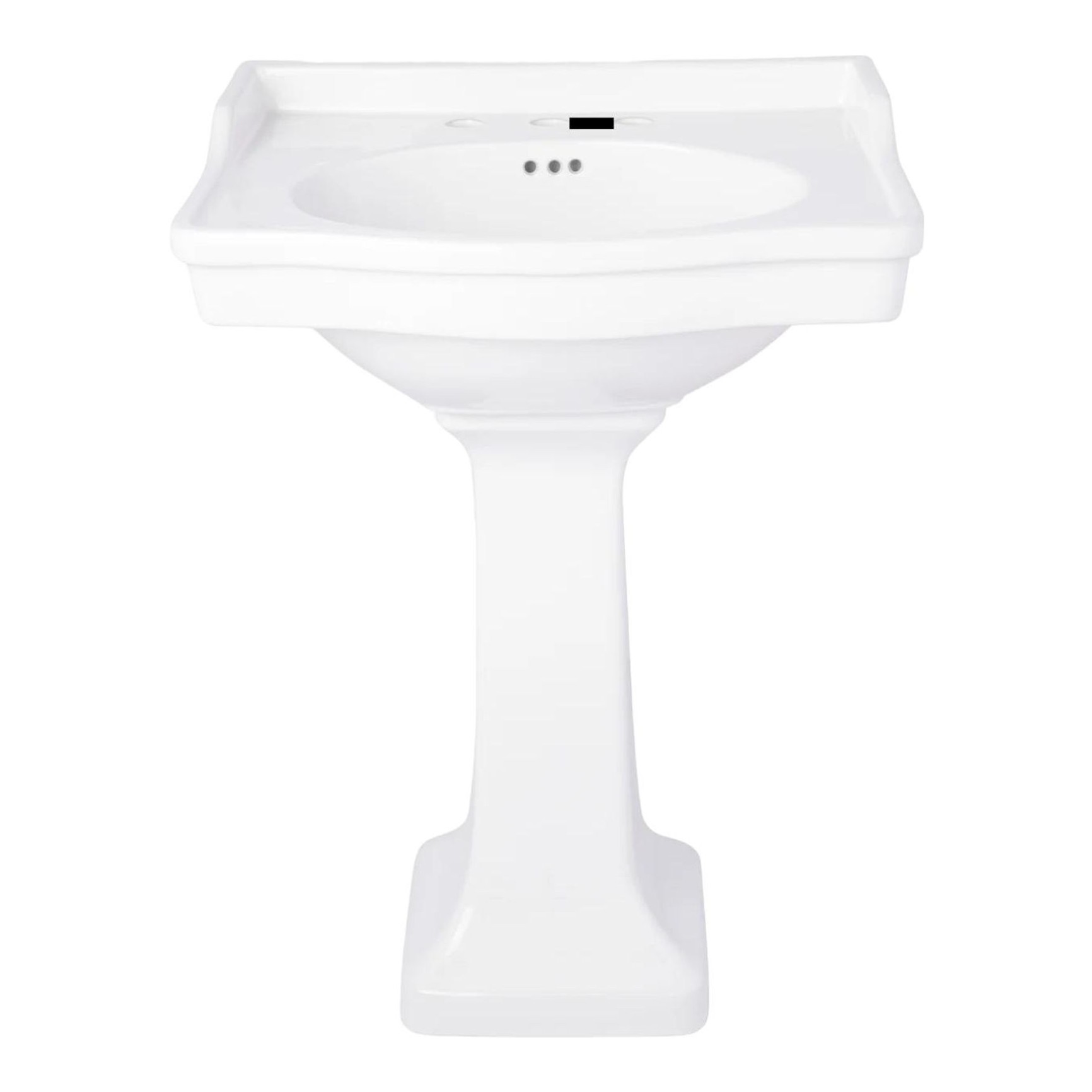 Cierra 25" Porcelain Pedestal Sink with Porcelain Base and 3 Faucet Holes at 8" Centers