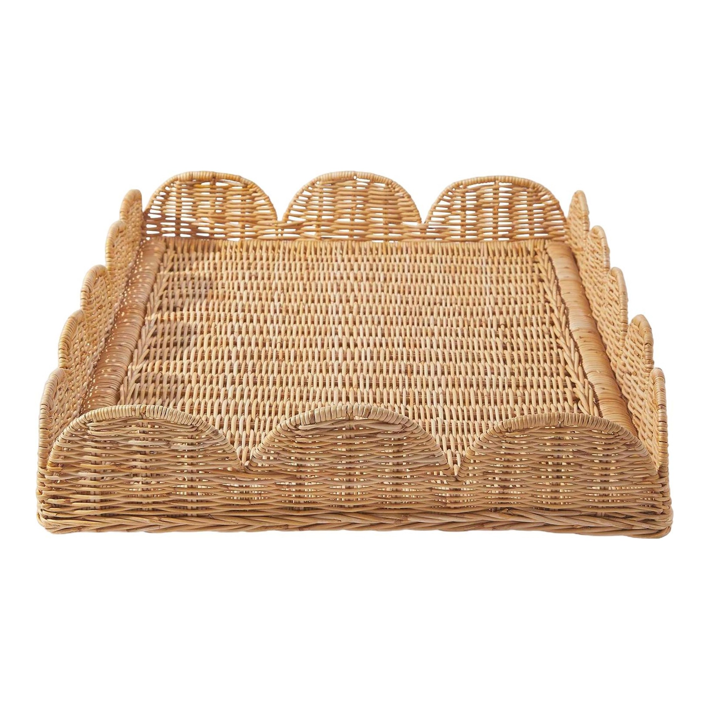 Serena & Lily Scallop Rattan Tray