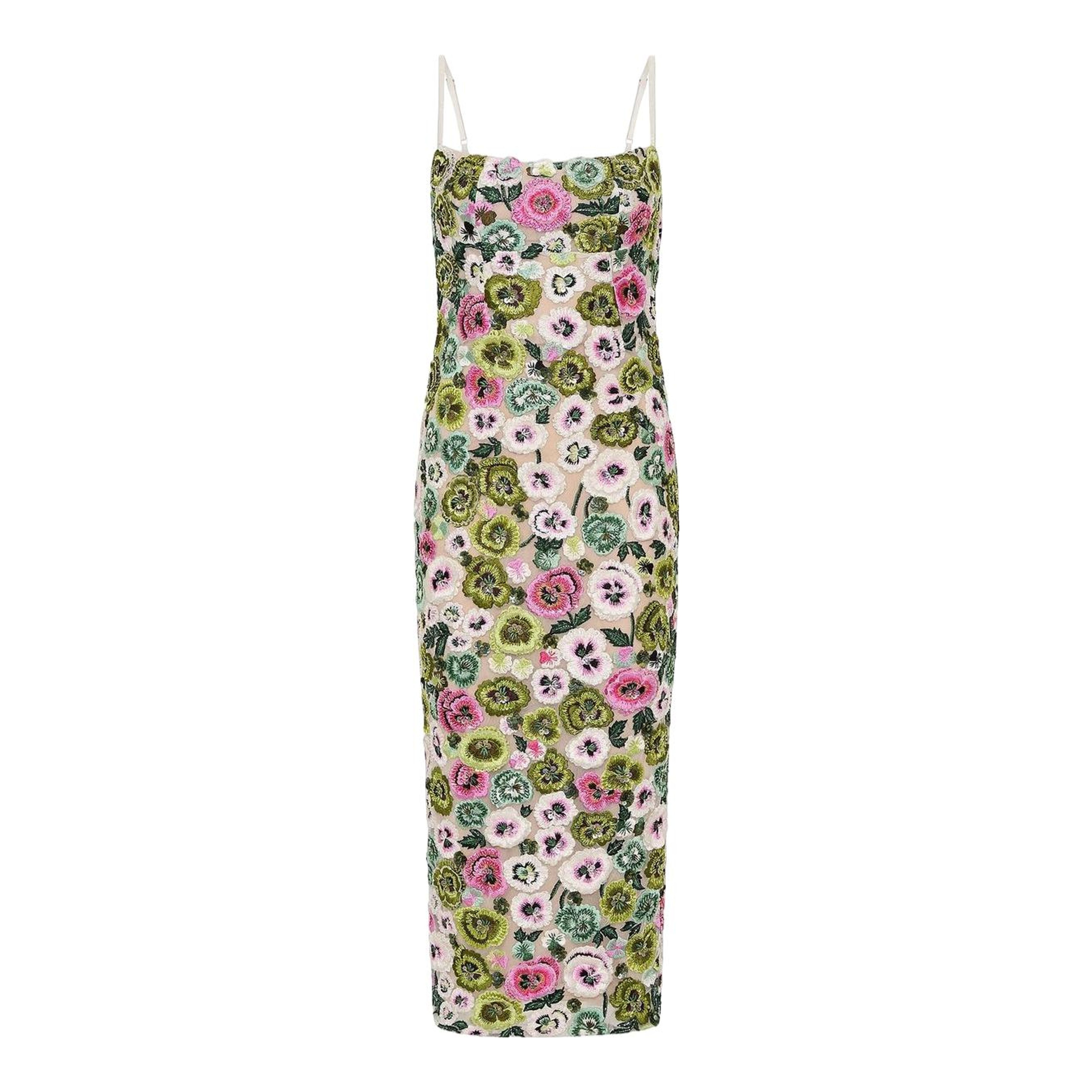 MILLY | Kait Botanical Petals Sequins Dress