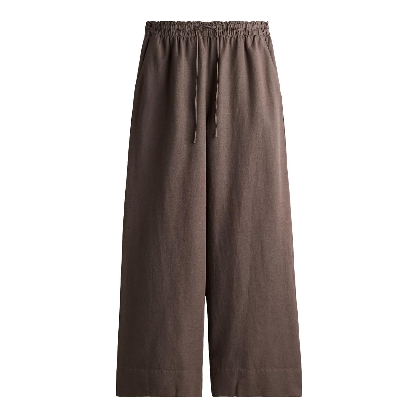 H&M Wide-Leg Linen-Blend Pants in light beige