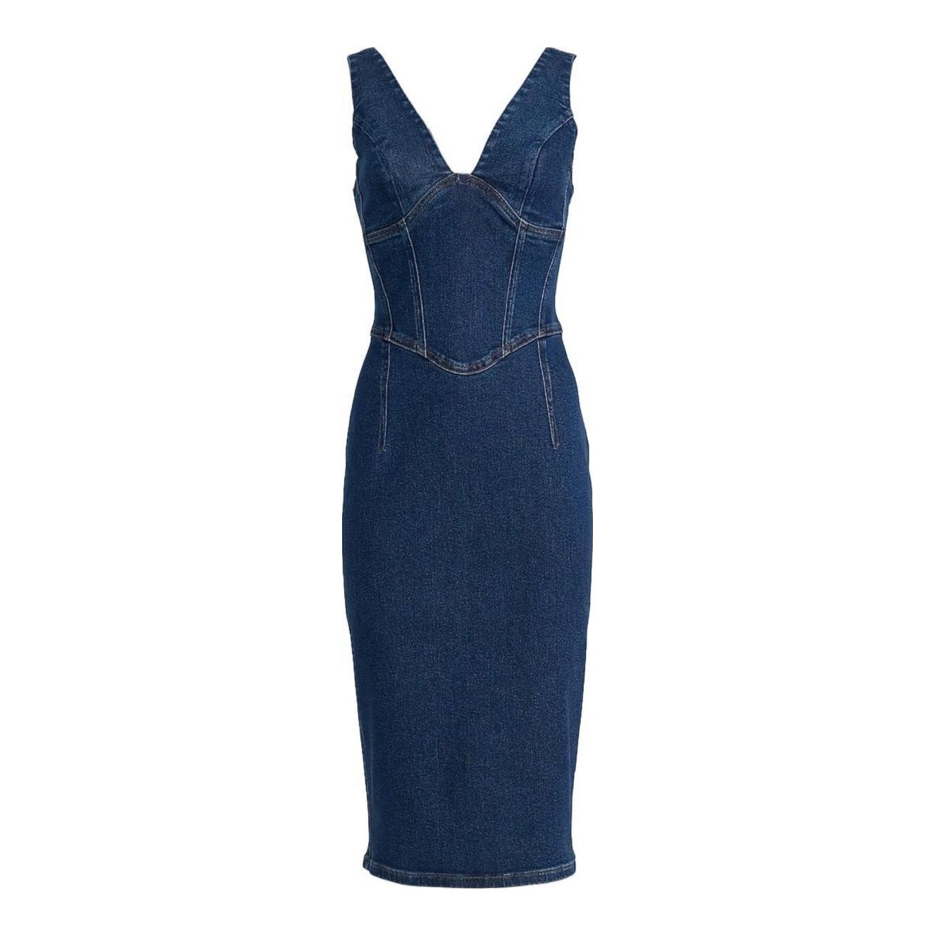 Pilcro | Front-Zip Halter Denim Midi Dress