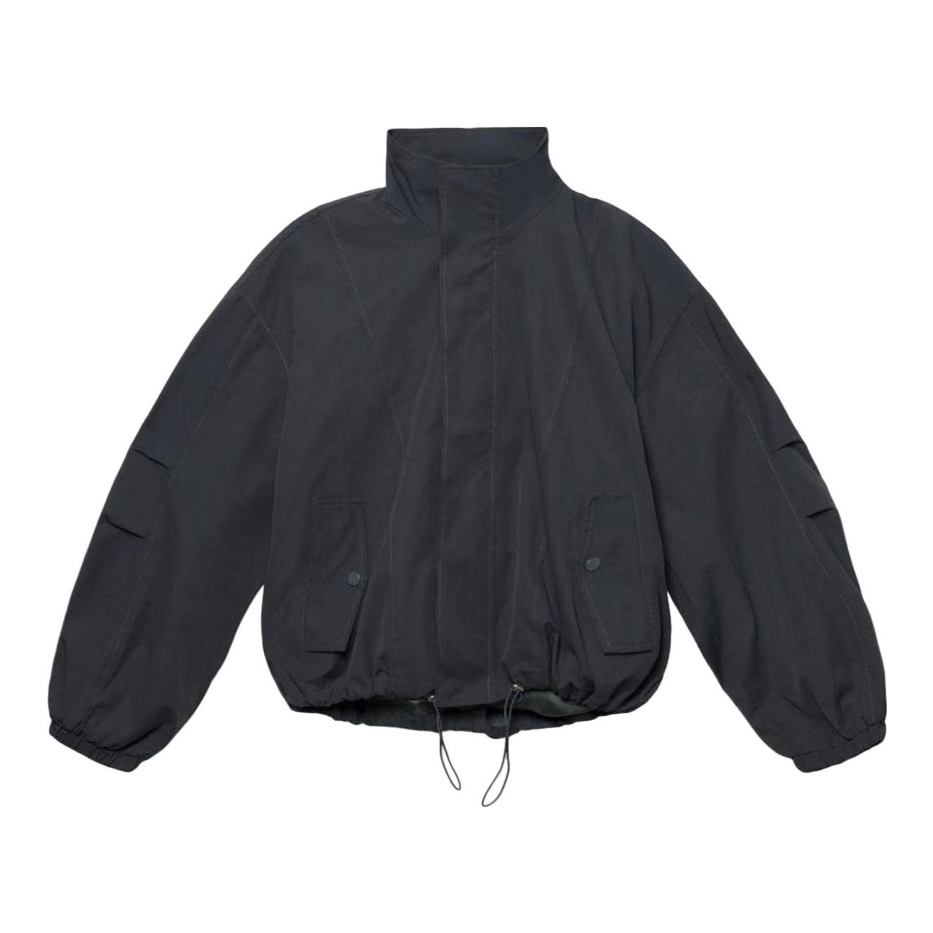 Oak + Fort | High Funnel Neck Cropped Drawstring Jacket