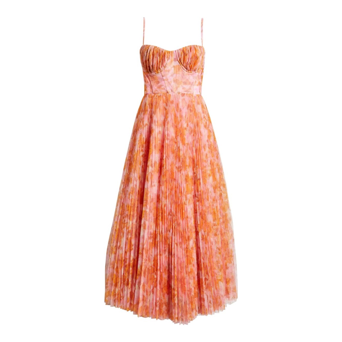 HUTCH | Amara Bustier Pleated Fit & Flare Midi Dress