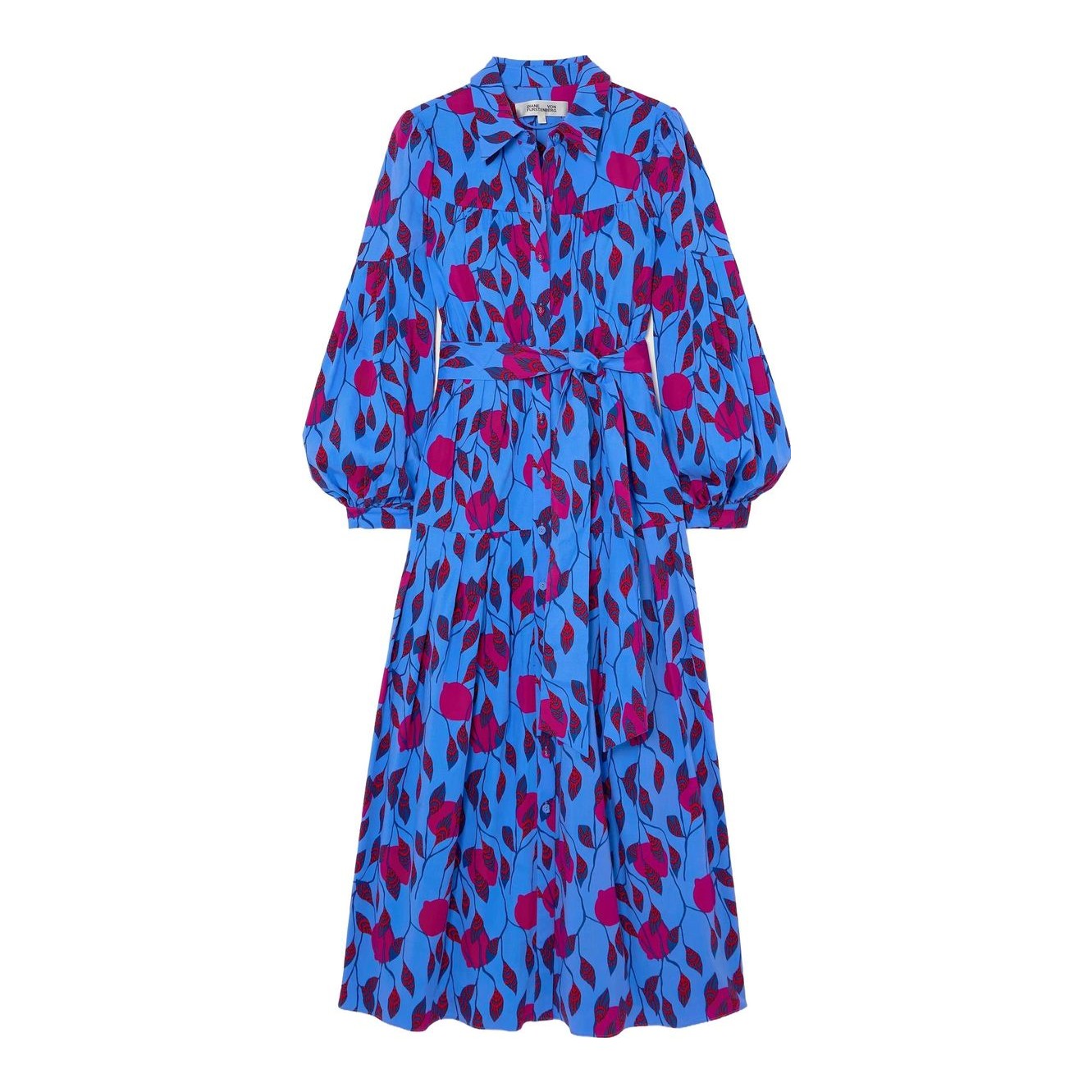 knee length dresses for ladies 100% Cotton Ivory Floral Midi Shirt Dress - Casual Dresses main image 0